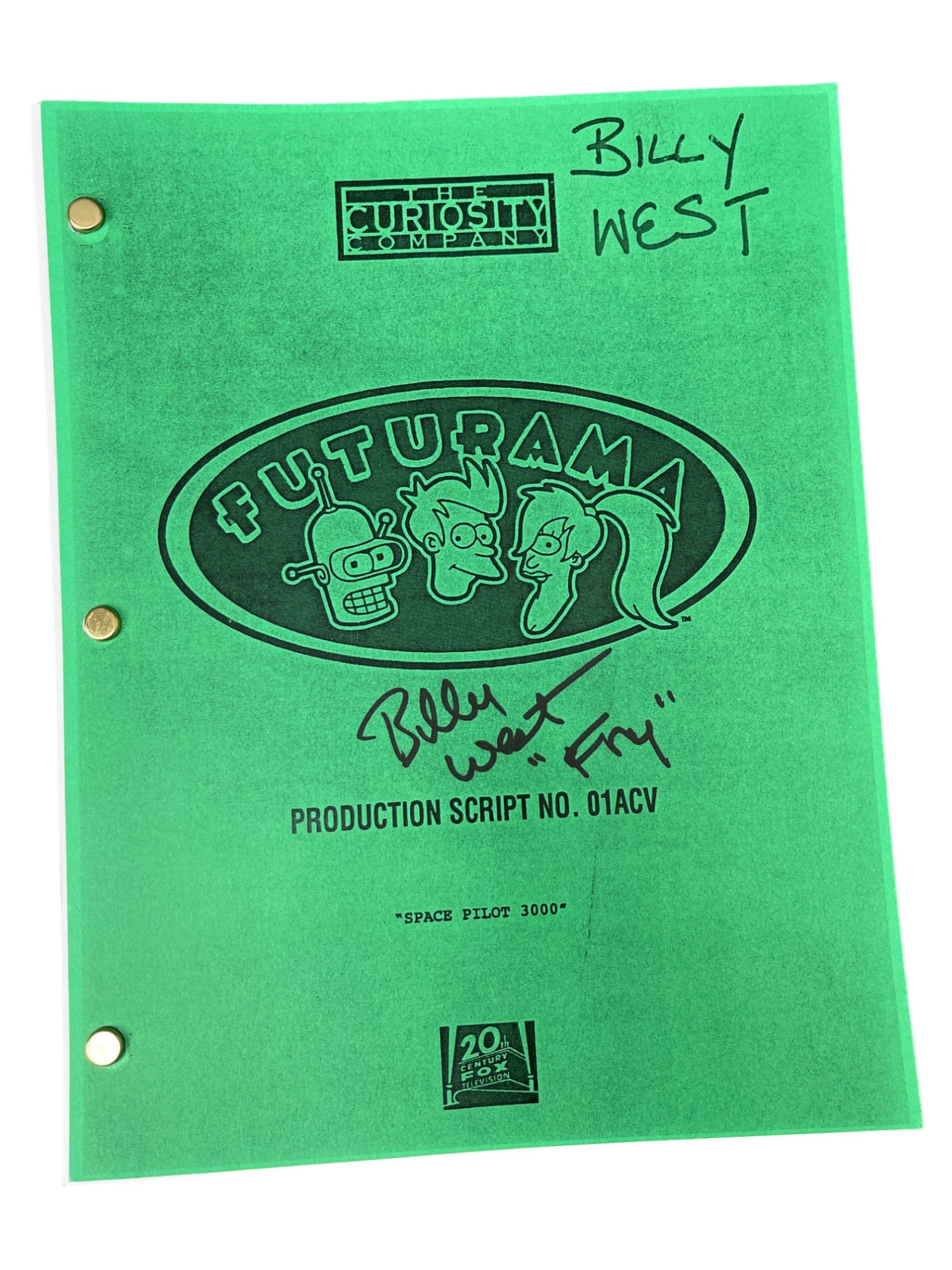 FUTURAMA VINTAGE ANIMATION CARTOON TV 1998 SCRIPT SIGNED BY BILLY WEST (1 of 6)