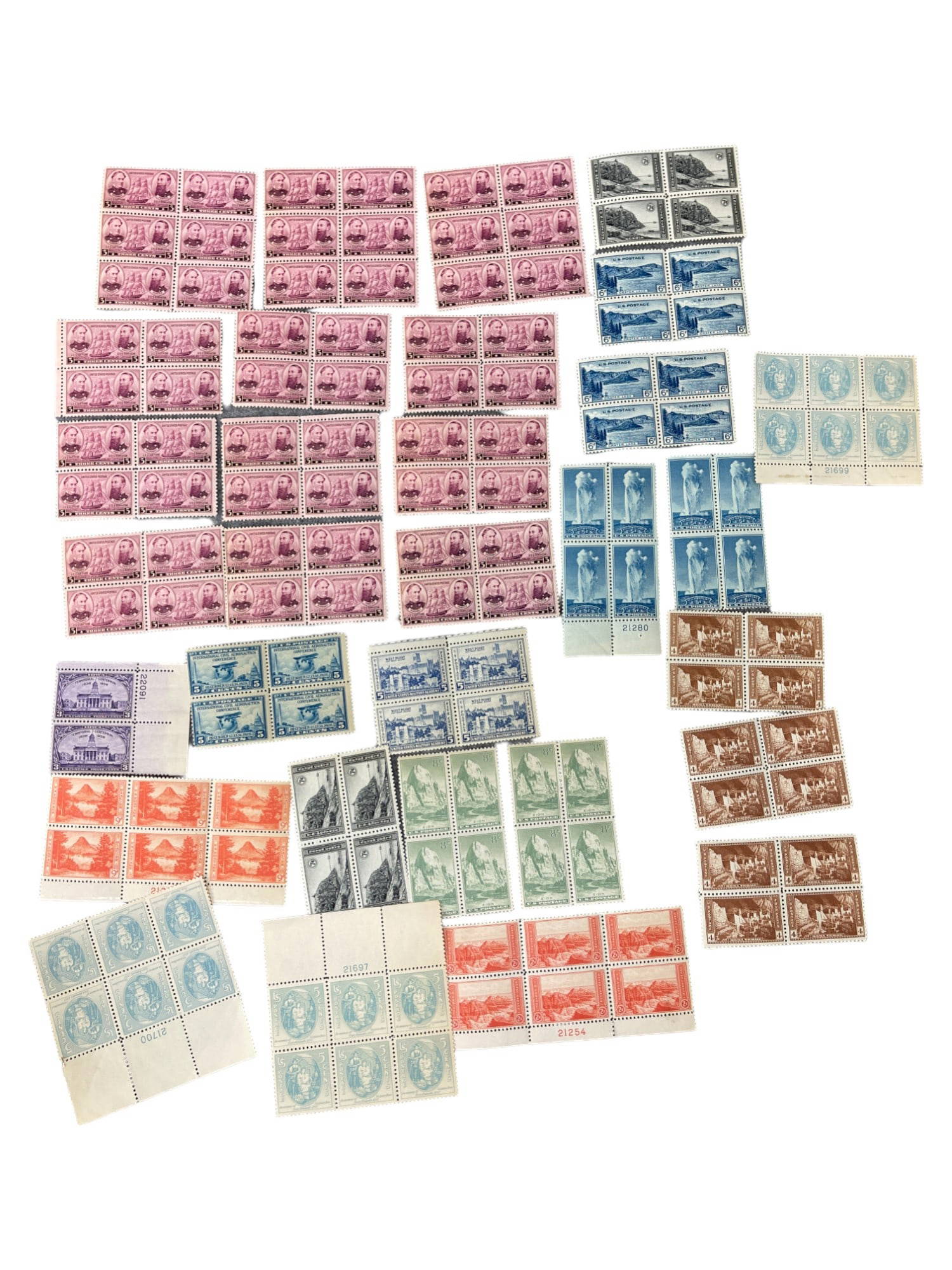 Us Stamp Block Collection Lot 30 Blocks Auction