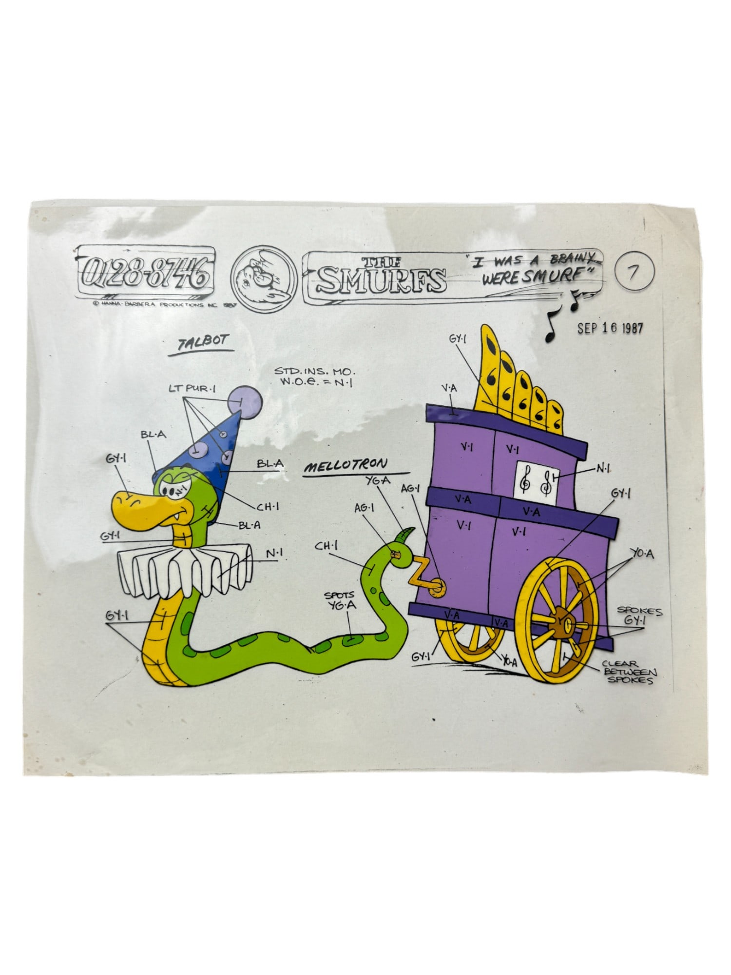 The Smurfs Original Animation Production Cel Cartoon Hanna-Barbera 1987 Vintage Rare (1 of 2)