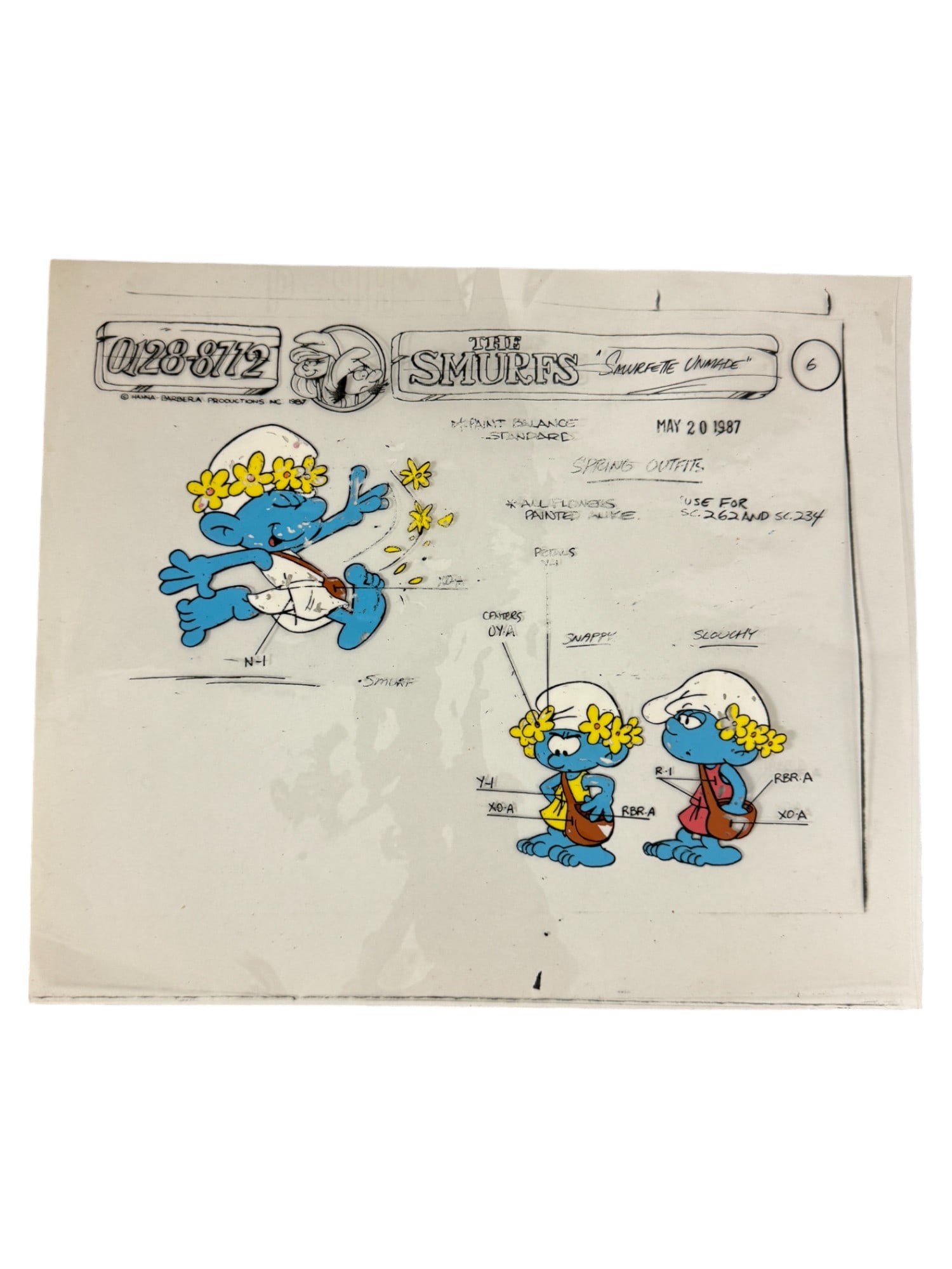 The Smurfs Original Animation Production Cel Cartoon Hanna-Barbera 1987 Vintage Rare (1 of 2)