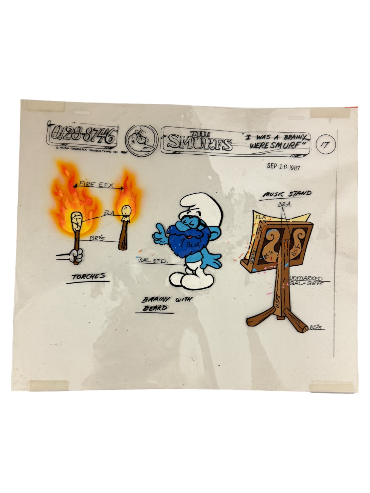 The Smurfs Original Animation Production Cel Cartoon Hanna-Barbera 1987 Vintage Rare (1 of 2)