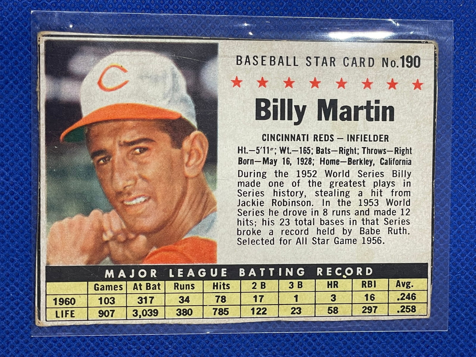 Billy Martin Post Cereal 1960s card (1 of 2)