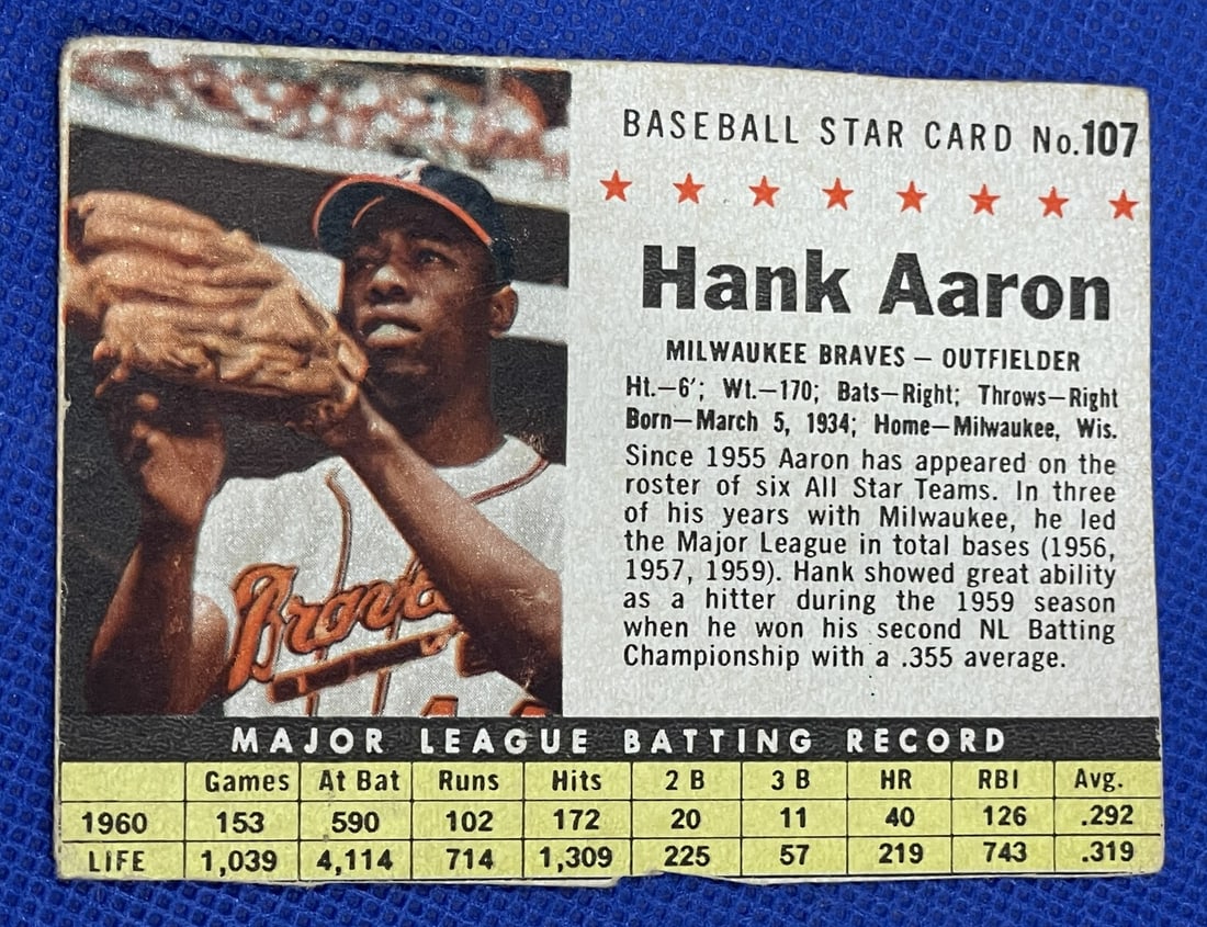 Hank Aaron Post Cereal 1960s card (1 of 2)