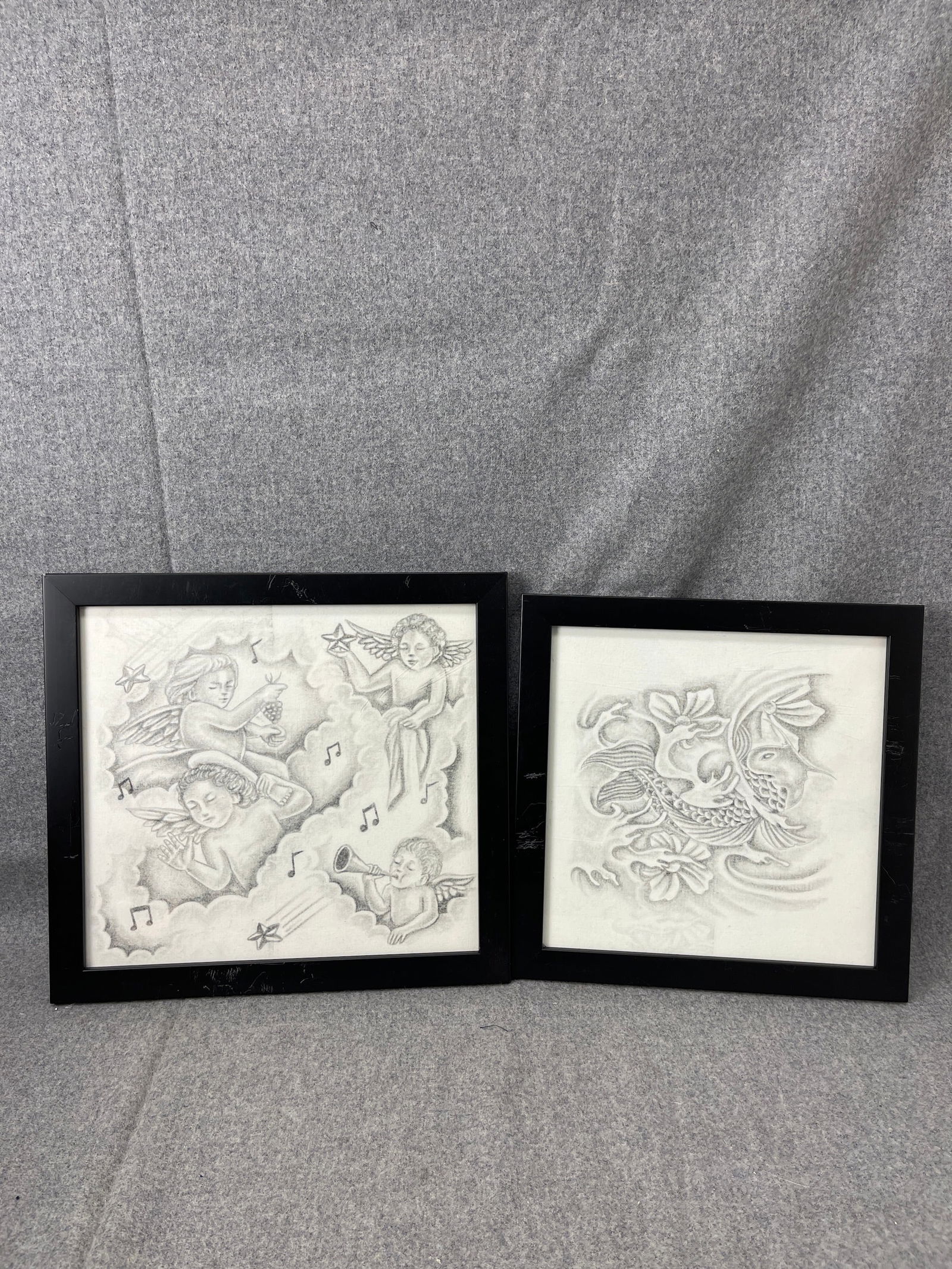 PRIMITIVE INMATE PRISON ART CELL PENCIL DRAWING CHICANO ON FABRIC: PRIMITIVE INMATE PRISON ART CELL PENCIL DRAWING CHICANO ON FABRIC, POSSIBLY ON BEDSHEET 12 X 12 INCHES INCLUDING FRAME