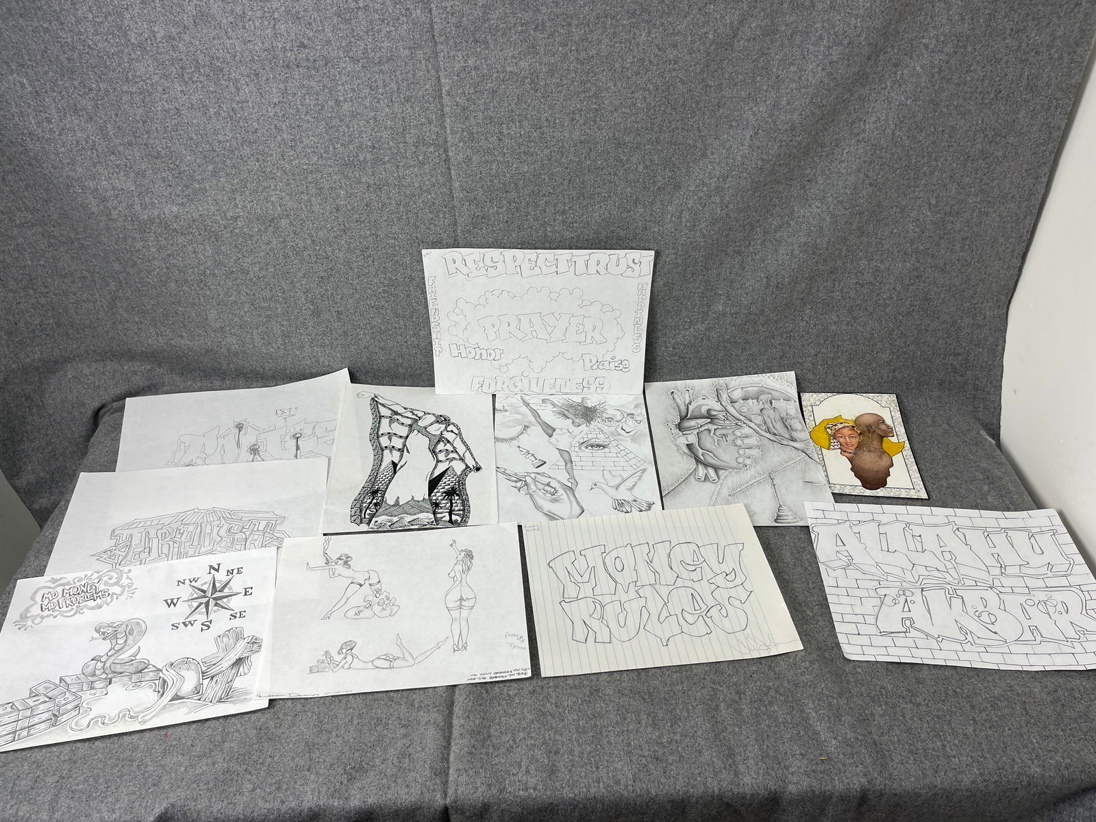 PRIMITIVE INMATE PRISON ART CELL DRAWING ON PAPER: PRIMITIVE INMATE PRISON ART CELL DRAWING ON PAPER