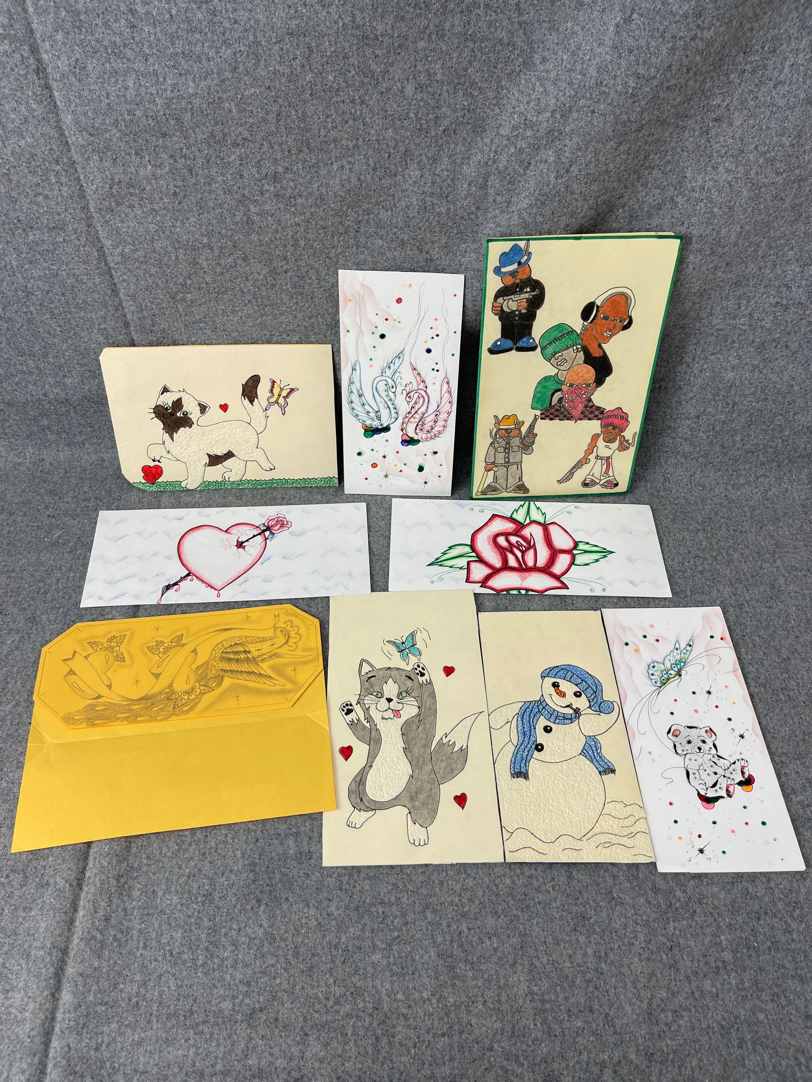 PRIMITIVE INMATE PRISON ART CELL DRAWING ON PAPER: PRIMITIVE INMATE PRISON ART CELL DRAWING ON PAPER