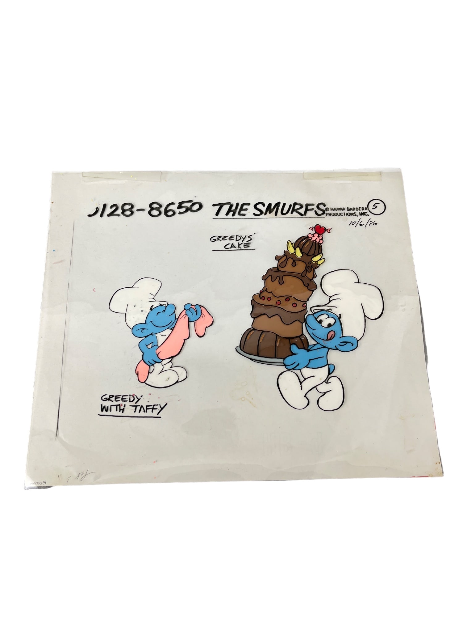 The Smurfs Original Animation Production Cel Cartoon Hanna-Barbera 1987 Vintage Rare (1 of 5)