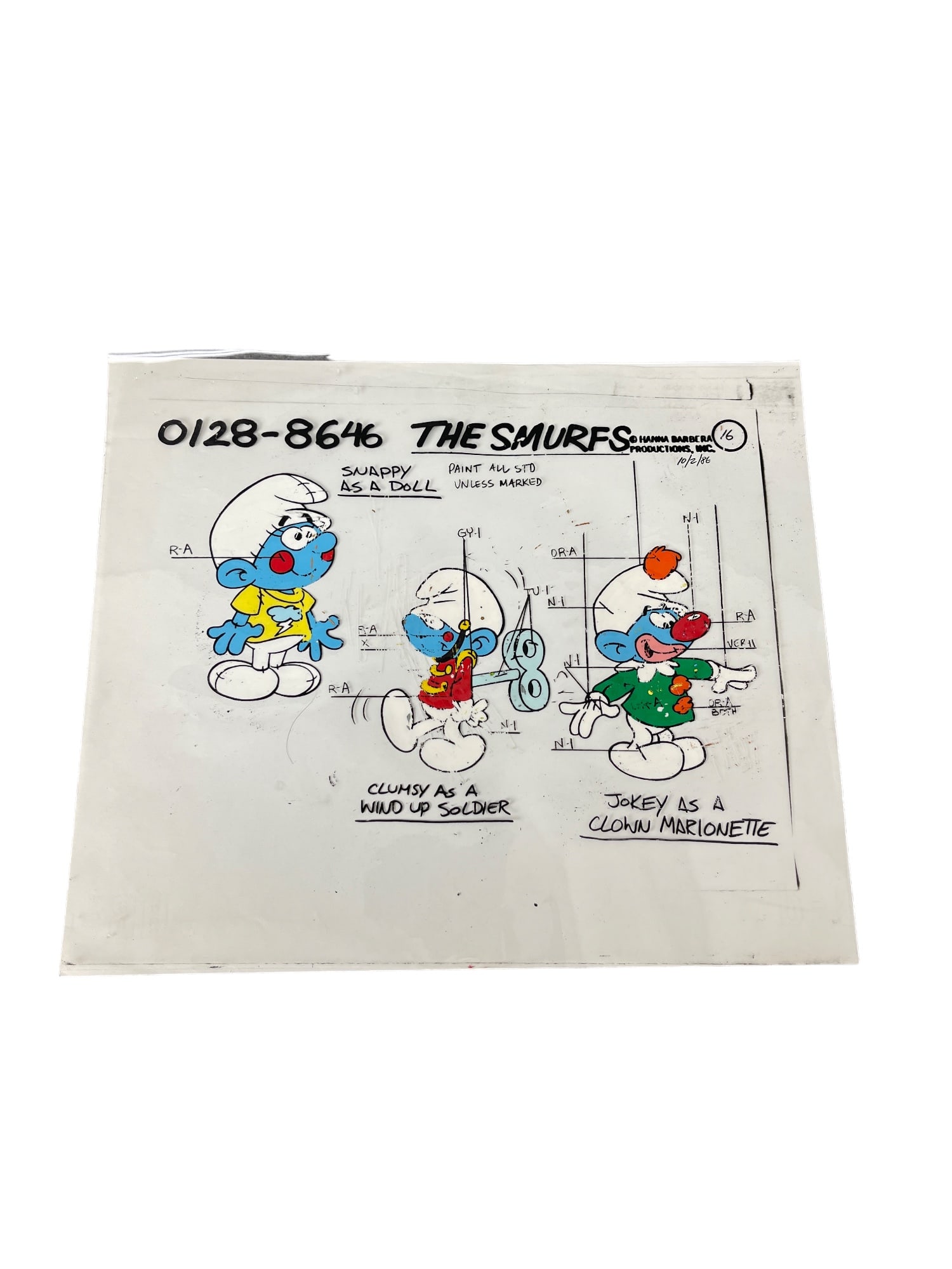 The Smurfs Original Animation Production Cel Cartoon Hanna-Barbera 1987 Vintage Rare (1 of 6)