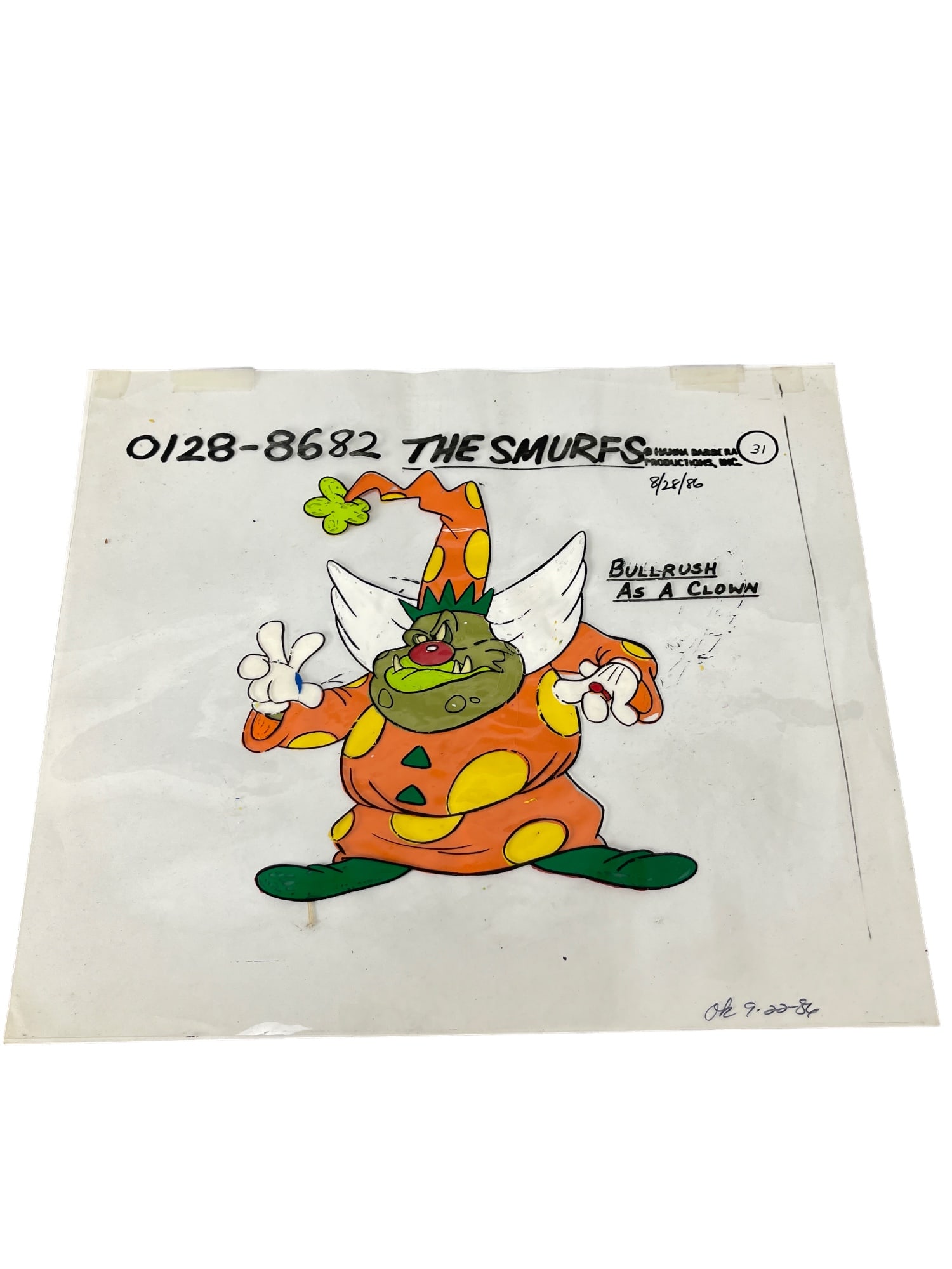 The Smurfs Original Animation Production Cel Cartoon Hanna-Barbera 1987 Vintage Rare (1 of 5)