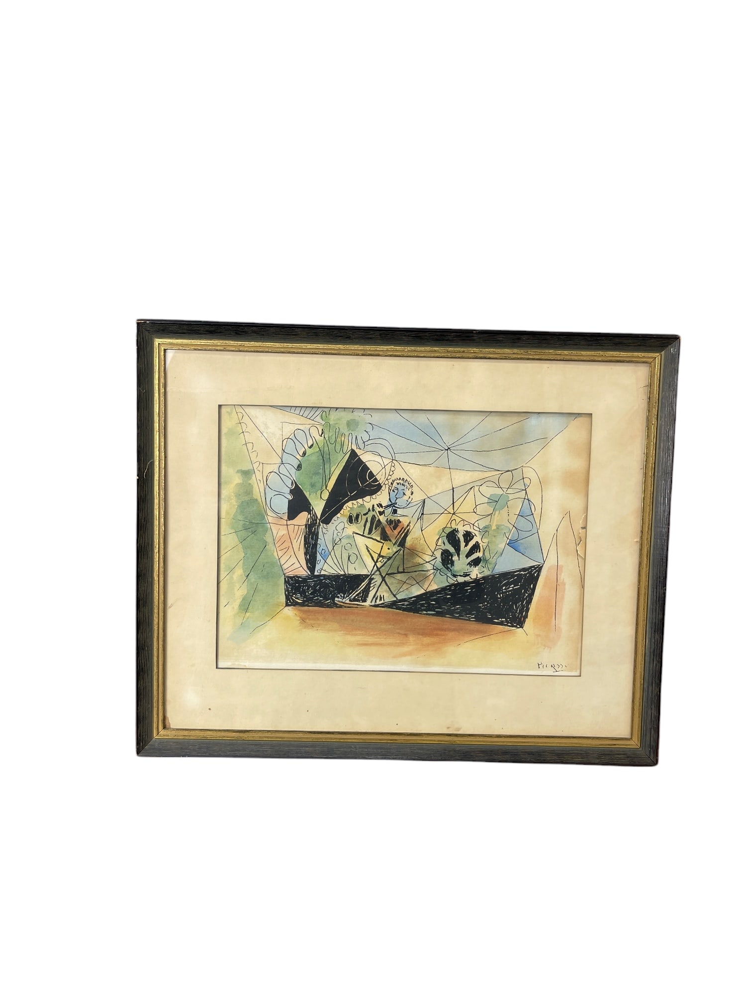 Pablo Picasso Lithograph Antique Abstract Boy With Flute 23 x 20 inches including frame (1 of 7)