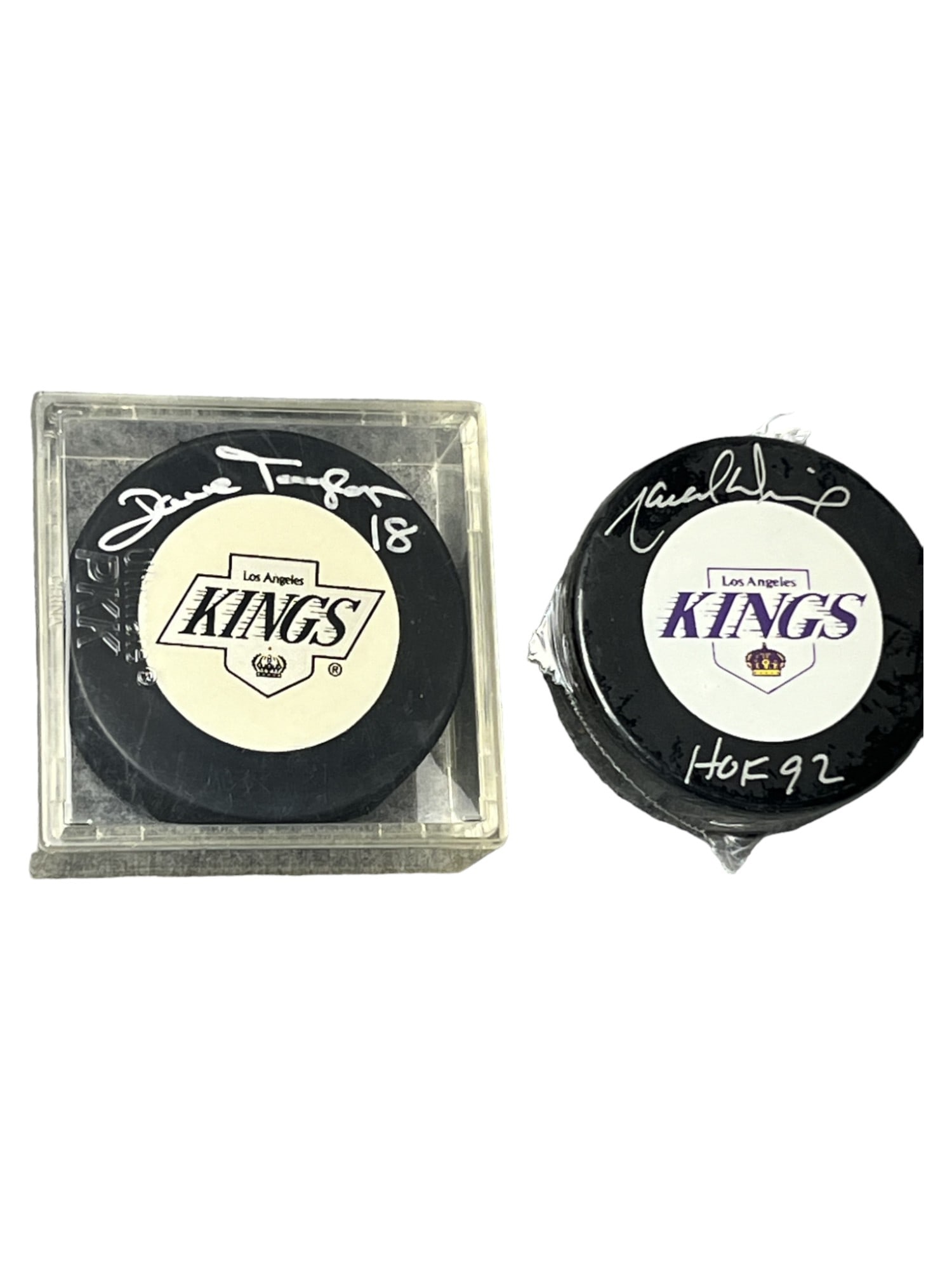 MARCEL DIONNE DAVE TAYLOR SIGNED Autographed LOS ANGELES KINGS HOCKEY Puck LOT 2: MARCEL DIONNE DAVE TAYLOR SIGNED Autographed LOS ANGELES KINGS Puck LOT 2
