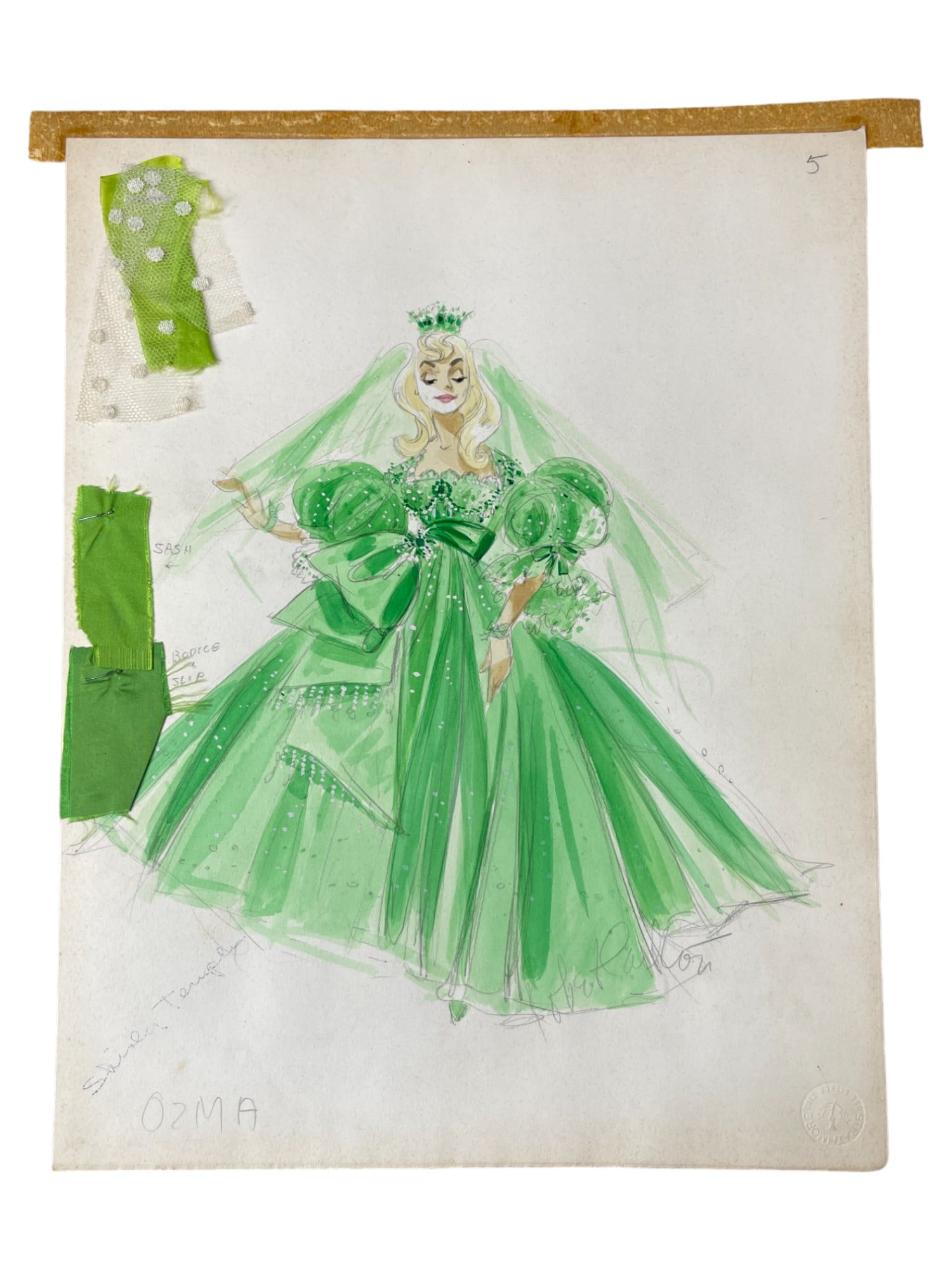 WIZARD OF OZ SKETCH ART COSTUME DESIGN SHIRLEY TEMPLE PRODUCTION BY BOB ROBERT CARLTON (1 of 5)