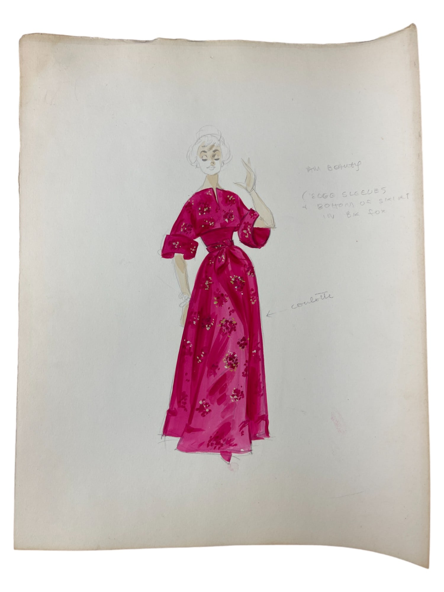 VINTAGE SKETCH ART COSTUME DESIGN DRAWING PRODUCTION BY BOB ROBERT CARLTON SIZE 11 1/2 X 14 1/2: VINTAGE SKETCH ART COSTUME DESIGN DRAWING PRODUCTION BY BOB ROBERT CARLTON SIZE 11 1/2 X 14 1/2 INCHES