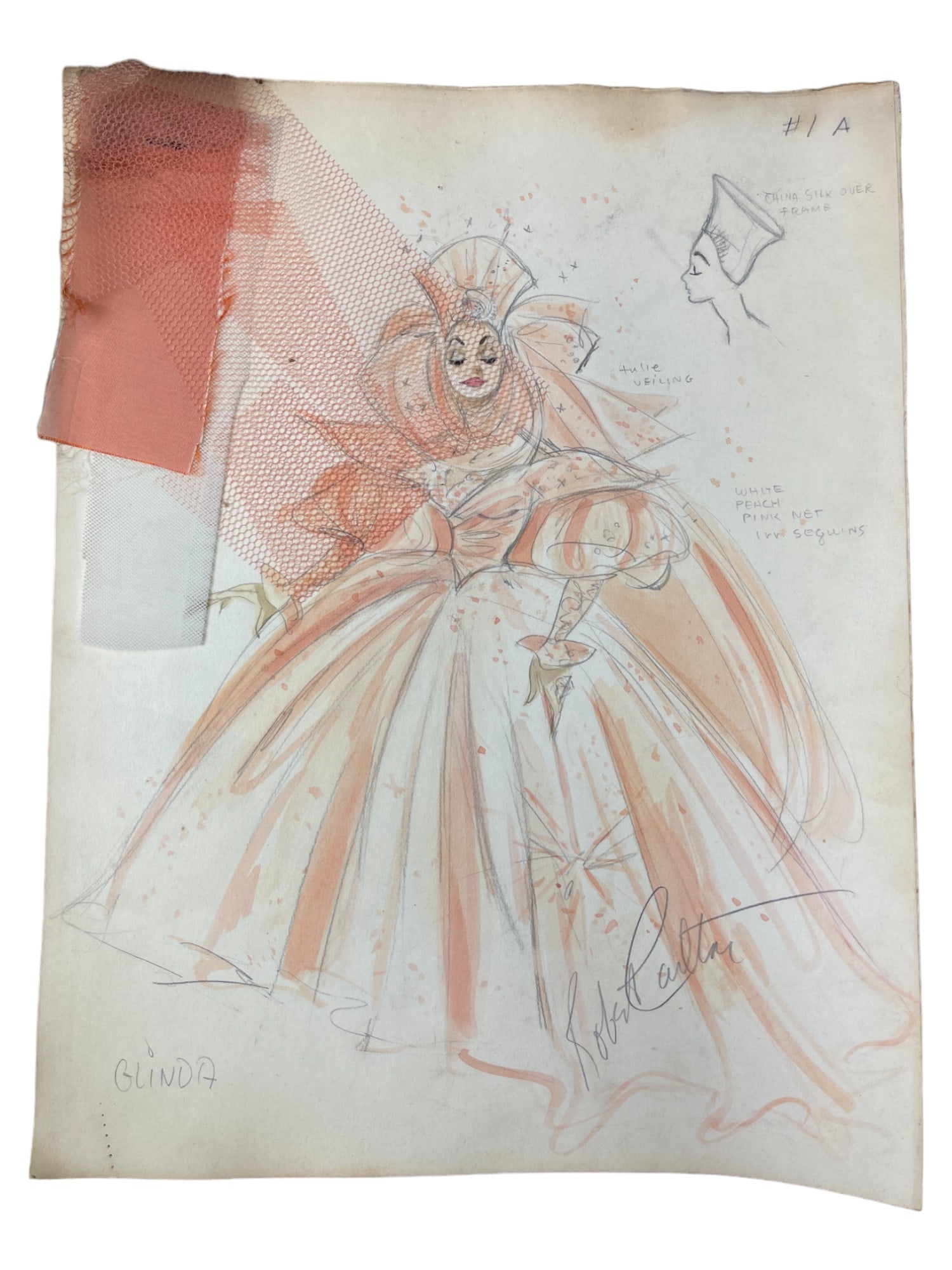 VINTAGE SKETCH ART COSTUME DESIGN DRAWING PRODUCTION BY BOB ROBERT CARLTON SIZE  11 1/2 X 14 1/2 (1 of 8)
