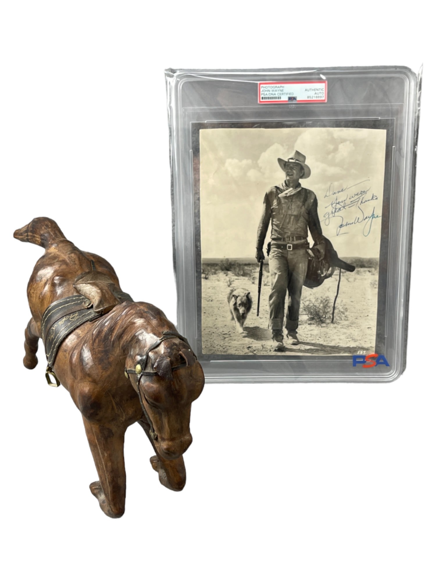 JOHN WAYNE SIGNED 8 X 10 PHOTO PSA DNA AUTHENTICATED CERTIFICATE TO PROP MAN DAVE CASS (1 of 9)