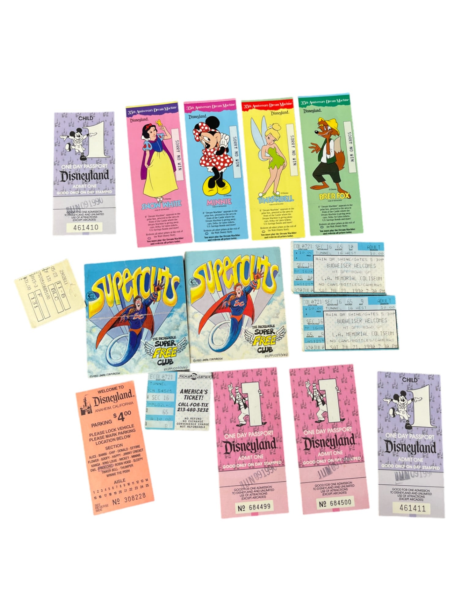 VINTAGE DISNEY DISNEYLAND PASS TICKET COLLECTION LOT (1 of 5)