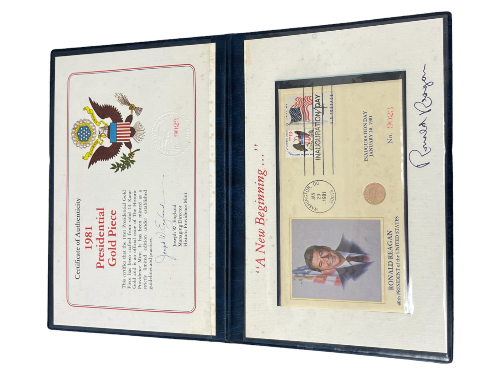 1981 Presidential 14k Gold Piece Ronald Reagan 40th President Deluxe Edition W/ COA: 1981 Presidential 14k Gold Piece Ronald Reagan 40th President Deluxe Edition W/ COA - Inauguration Day