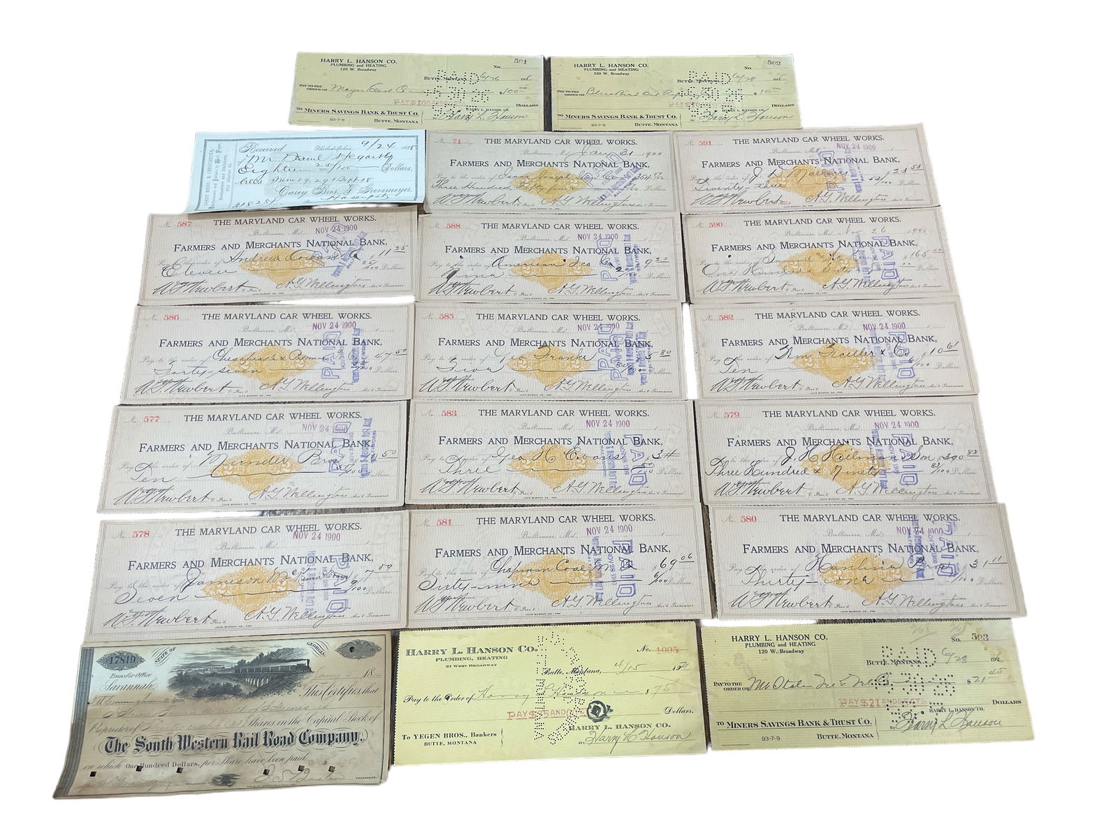 Antique checks dated 1888 to 1900 (1 of 16)