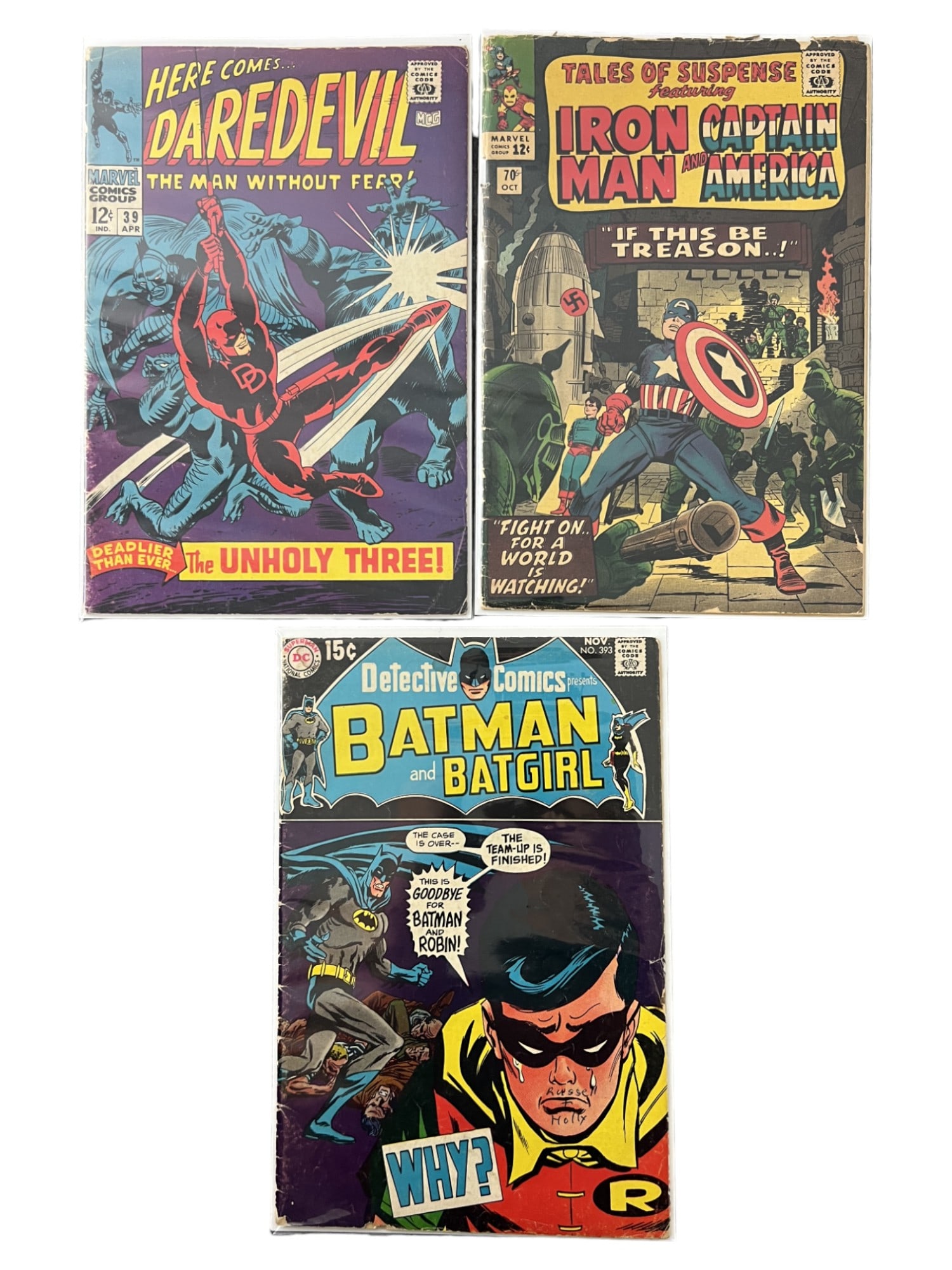 VINTAGE COMIC BOOK COLLECTION LOT detective comics 393 tales of suspense 70 daredevil 39 (1 of 7)
