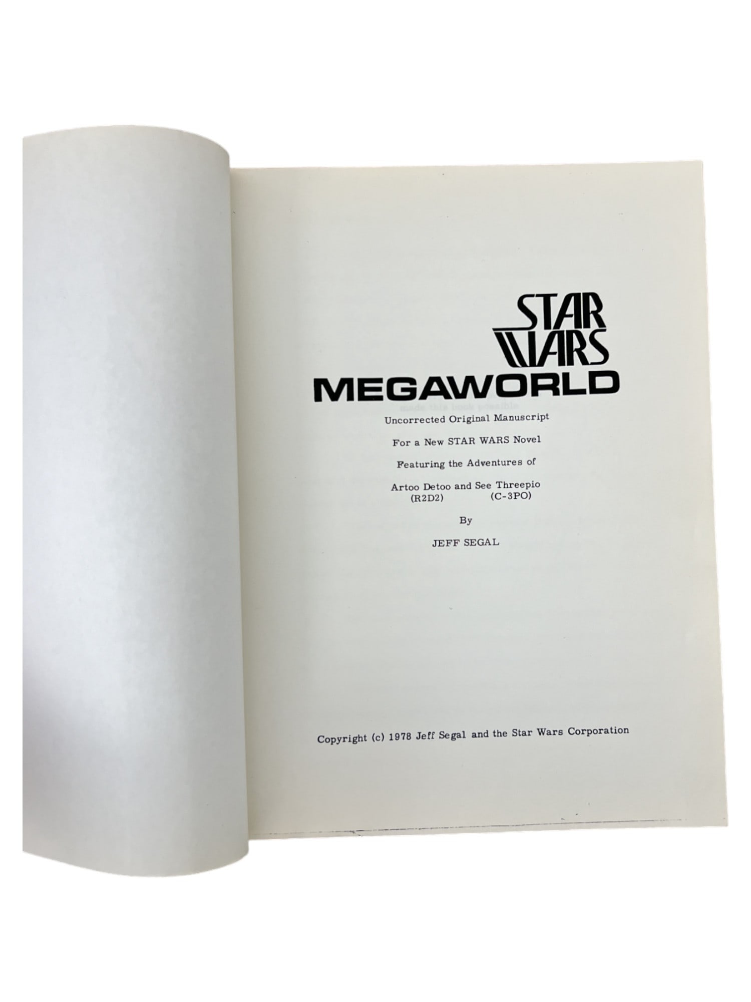 STAR WARS MEGAWORLD NOVEL  BOOK SCRIPT 1978 (1 of 6)