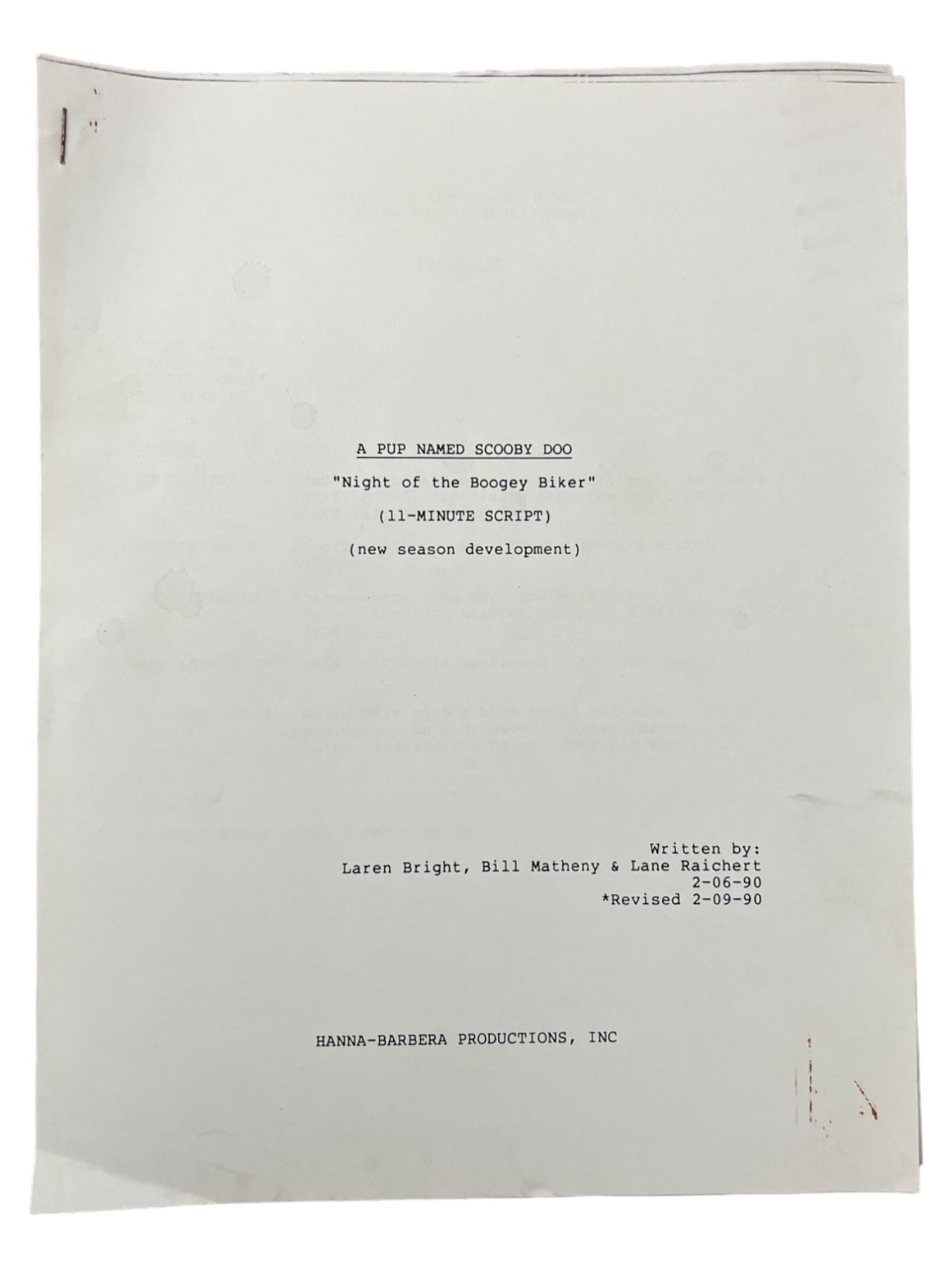 A PUP NAMED SCOOBY DOO  VINTAGE ANIMATION CARTOON TV 1990 SCRIPT HANNA BARBERA (1 of 6)