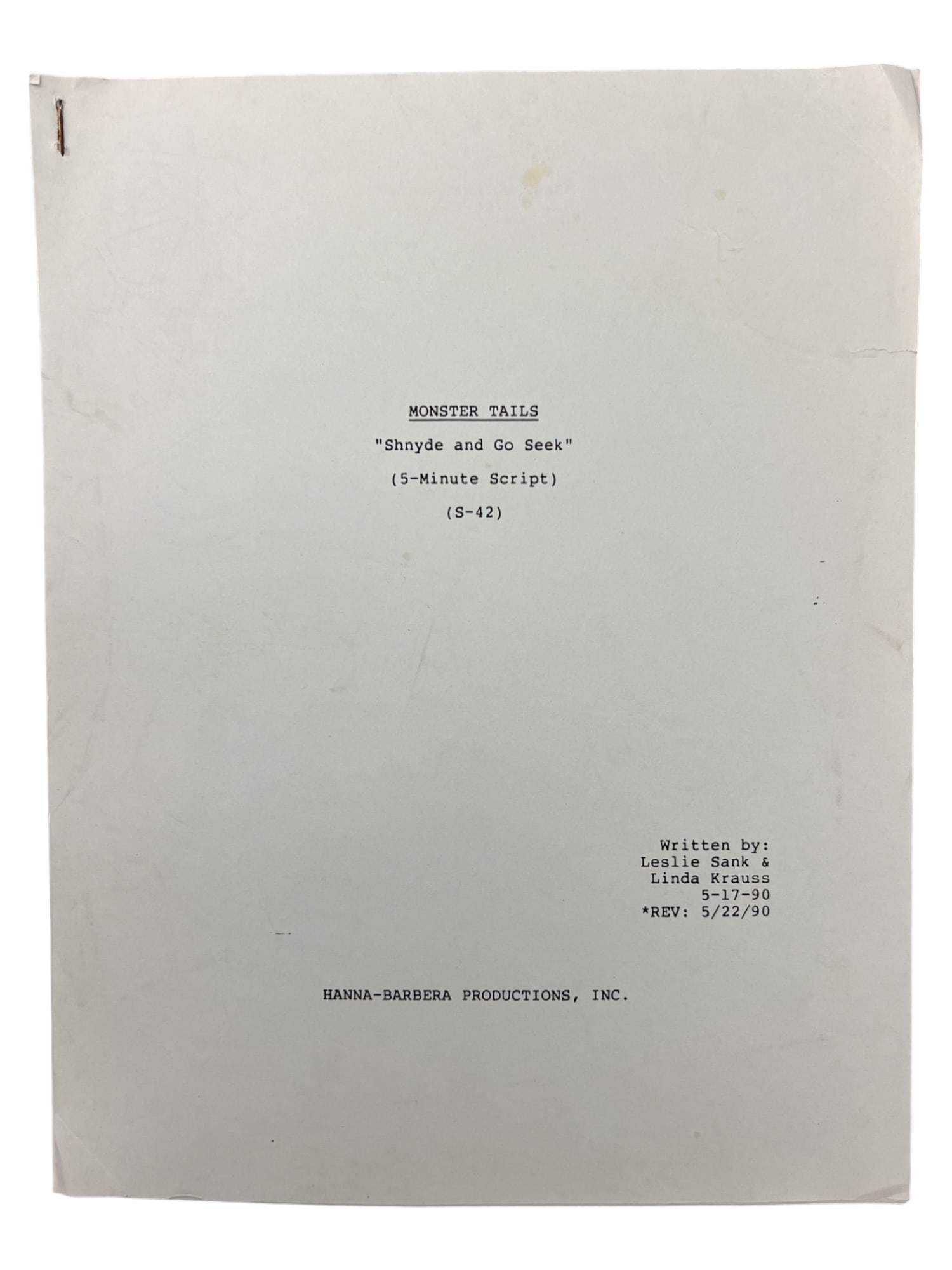 MONSTER TAILS VINTAGE ANIMATION CARTOON TV 1990 SCRIPT HANNA BARBERA (1 of 4)