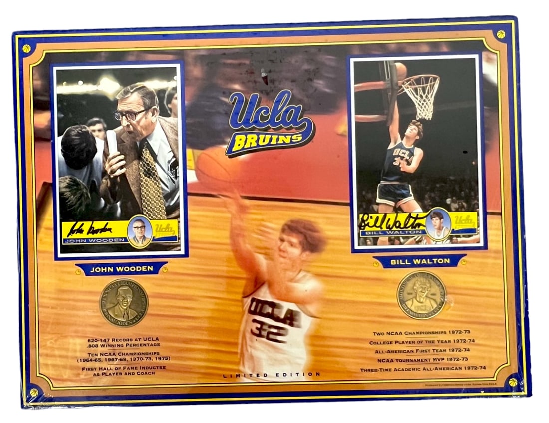 JOHN WOODEN BILL WALTON UCLA PLAQUE LE AUTOGRAPH JSA COA CERTIFICATE (1 of 11)