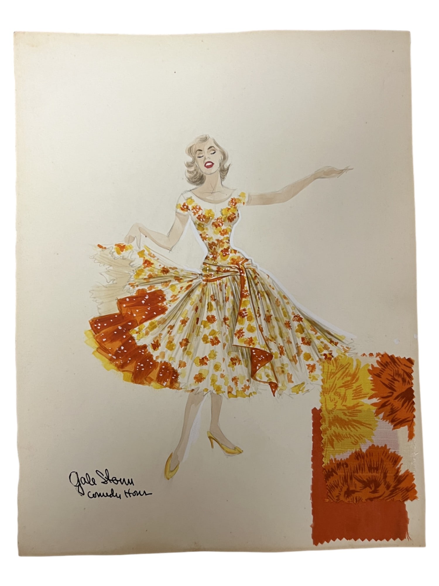 VINTAGE SKETCH ART COSTUME DESIGN DRAWING PRODUCTION BY BOB ROBERT CARLTON SIZE 11 1/2 X 14 1/7: VINTAGE SKETCH ART COSTUME DESIGN DRAWING PRODUCTION BY BOB ROBERT CARLTON SIZE 11 1/2 X 14 1/7