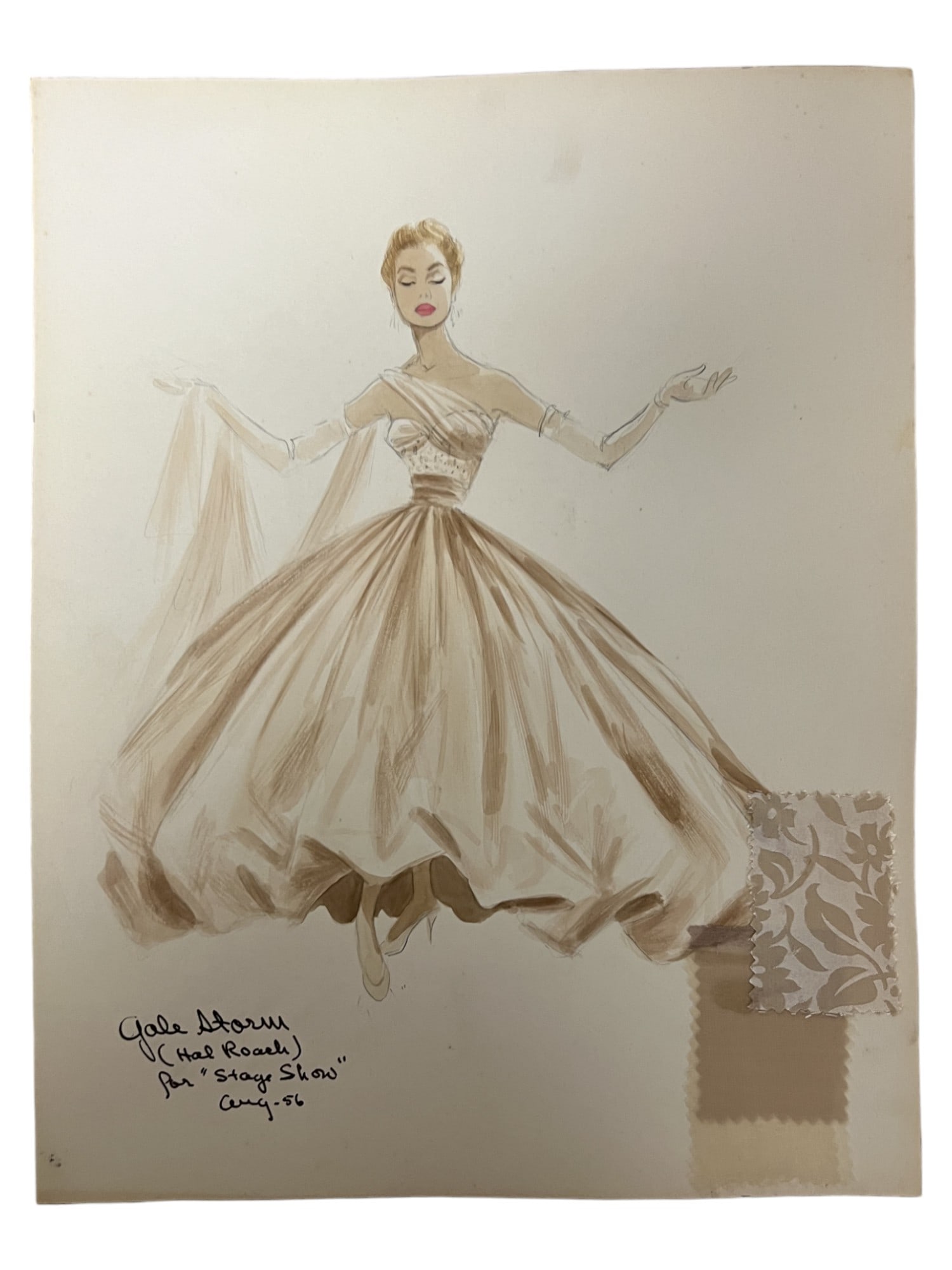 VINTAGE SKETCH ART COSTUME DESIGN DRAWING PRODUCTION BY BOB ROBERT CARLTON SIZE 11 1/2 X 14 1/11: VINTAGE SKETCH ART COSTUME DESIGN DRAWING PRODUCTION BY BOB ROBERT CARLTON SIZE 11 1/2 X 14 1/11