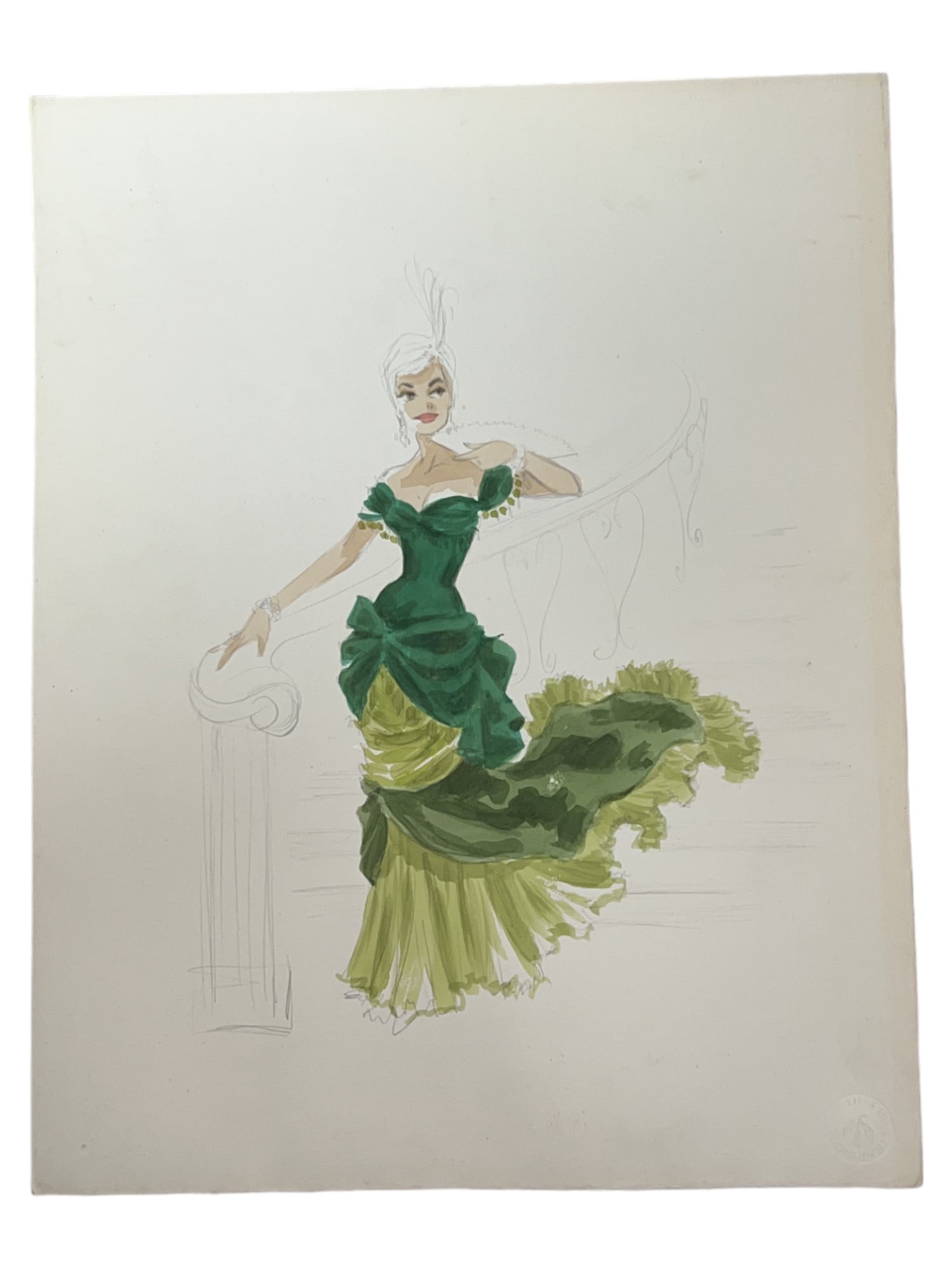 VINTAGE SKETCH ART COSTUME DESIGN DRAWING PRODUCTION BY BOB ROBERT CARLTON SIZE 11 1/2 X 14 1/14: VINTAGE SKETCH ART COSTUME DESIGN DRAWING PRODUCTION BY BOB ROBERT CARLTON SIZE 11 1/2 X 14 1/14