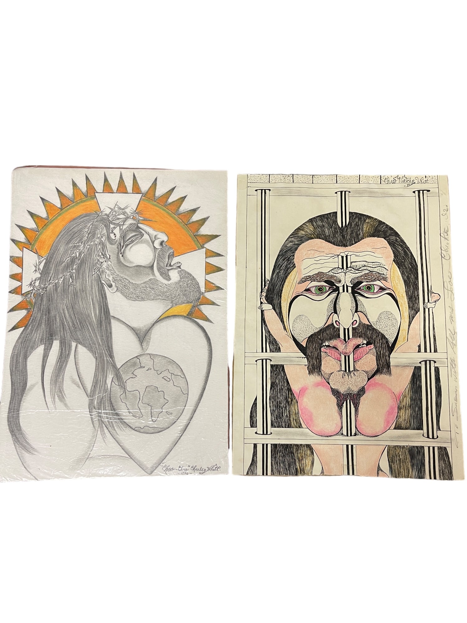 Vintage San Quentin Prison Inmate Erotic Art Drawing Adult Collection Lot: Vintage San Quentin Prison Inmate Erotic Art Drawing Adult Inmate Charles E. Whitt 1992 & 1996 Collection Lot of 2