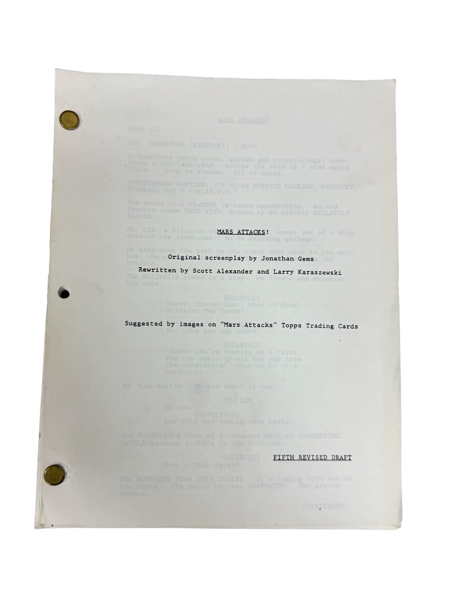 Original Mars Attacks! Screenplay Script By Jonathan Gems Auction