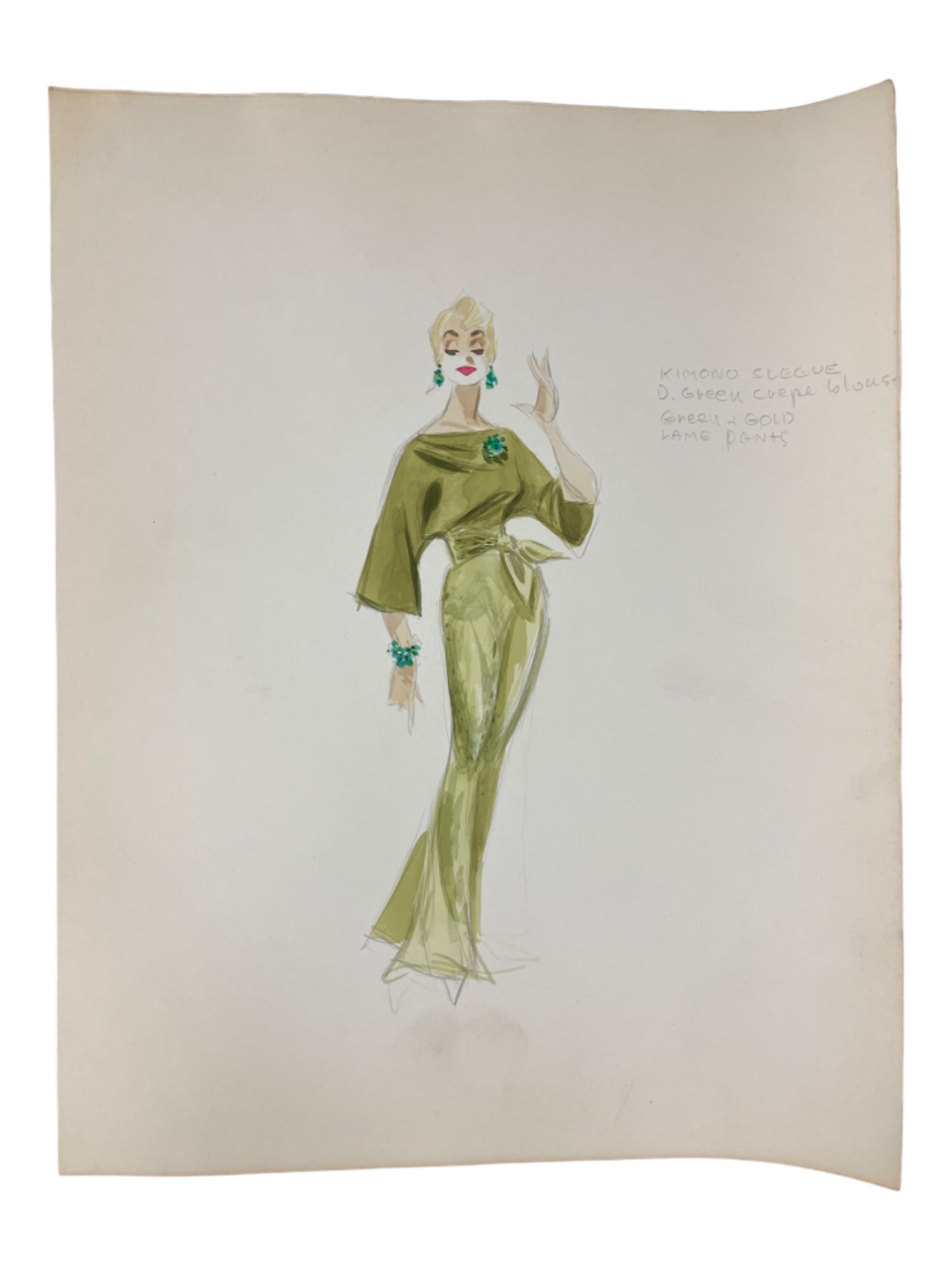 Vintage Sketch Art Costume Design Drawing Production By Bob Robert Carlton Size 11 1/2"x14 1/2" (1 of 5)