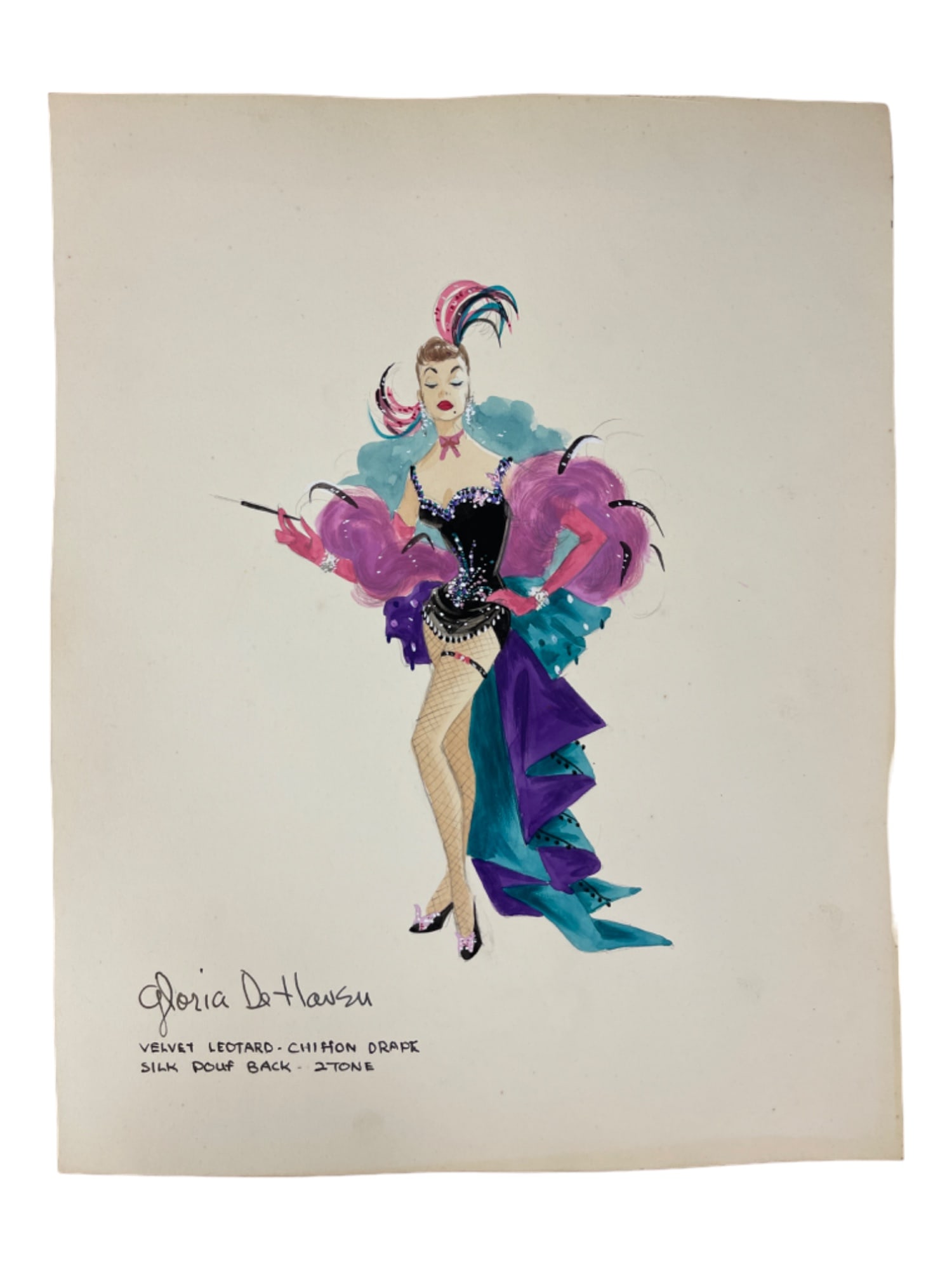 Vintage Sketch Art Costume Design Drawing Production By Bob Robert Carlton Size 11 1/2"x14 1/2" (1 of 4)