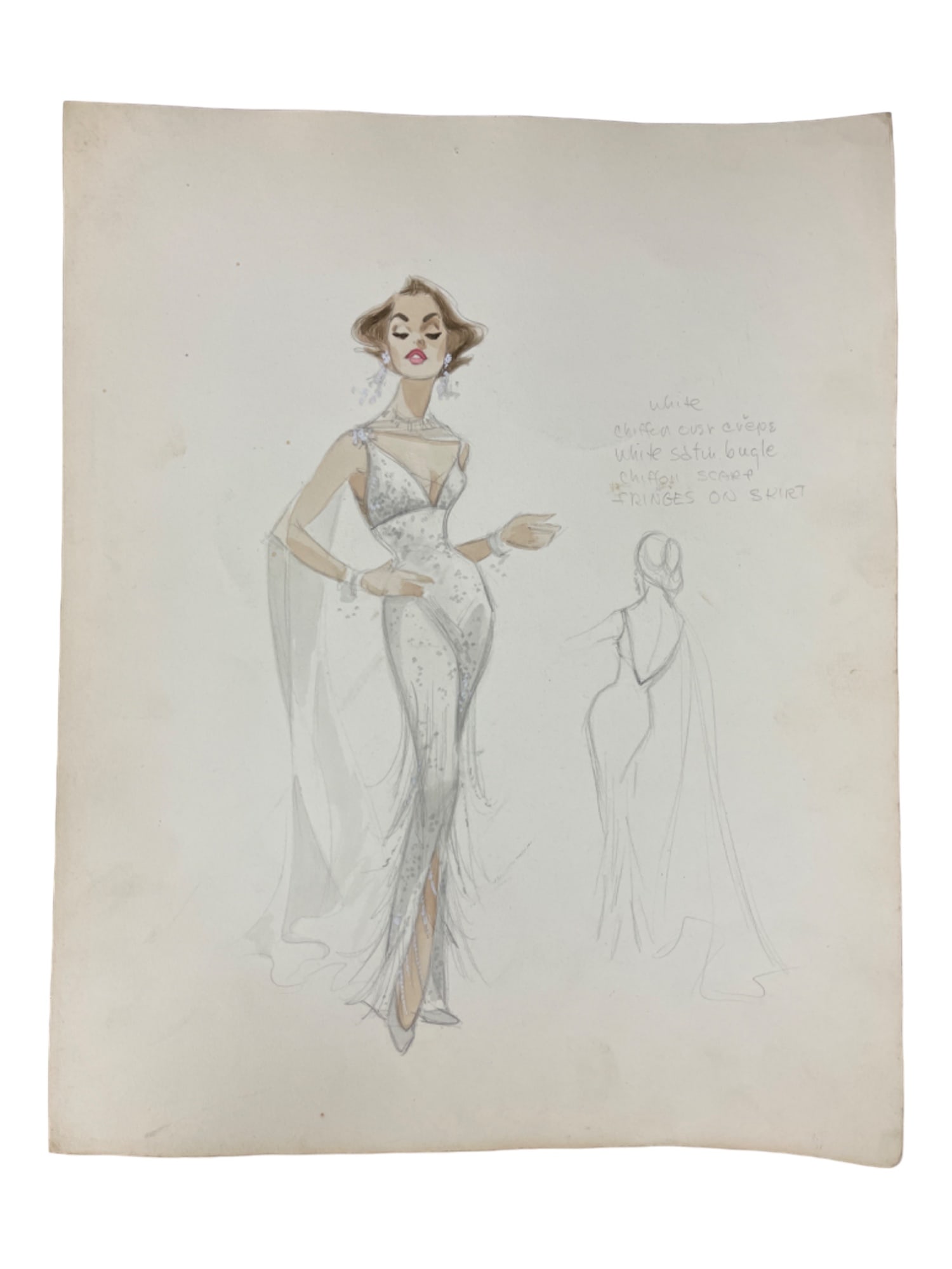Vintage Sketch Art Costume Design Drawing Production By Bob Robert Carlton Size 11 1/2"x14 1/2" (1 of 5)