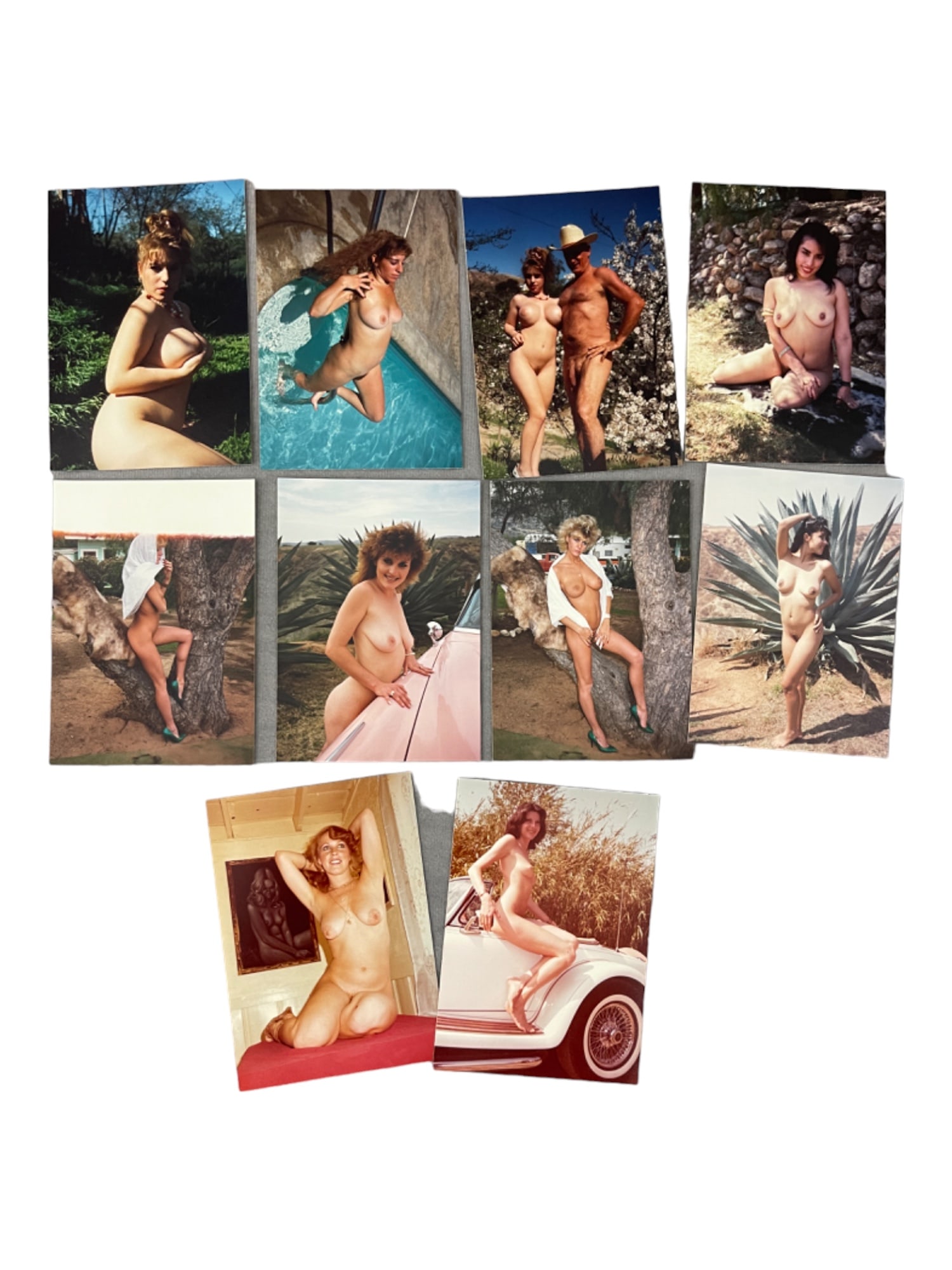 Vintage Pin-Up Nude Female Model Erotic Risque Photograph Collection Lot: Vintage Pin-Up Nude Female Model Photograph Collection Lot of 10. Approximate size of each photo is 5" x 3.5", we believe these photos are from a nudist colony. Some of the images might have been publ