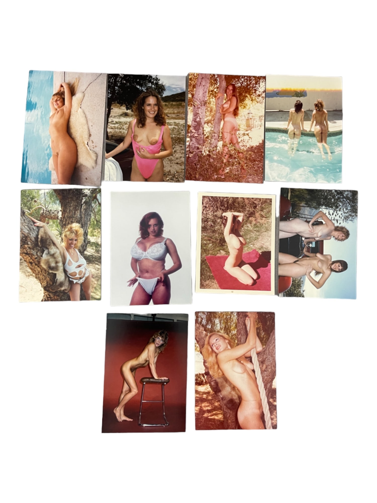 Vintage Pin-Up Nude Female Model Erotic Risque Photograph Collection Lot: Vintage Pin-Up Nude Female Model Photograph Collection Lot of 10. Approximate size of each photo is 5" x 3.5", we believe these photos are from a nudist colony. Some of the images might have been publ