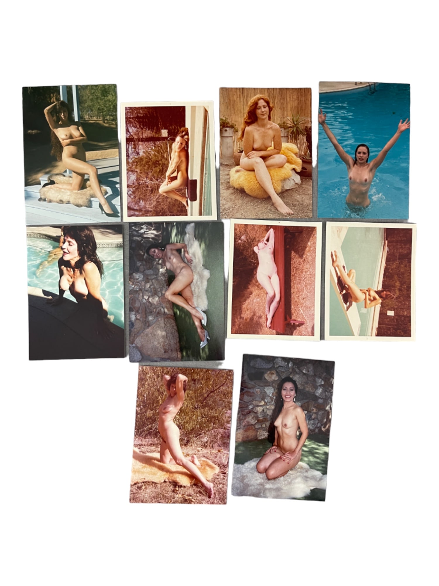Vintage Pin-Up Nude Female Model Erotic Risque Photograph Collection Lot: Vintage Pin-Up Nude Female Model Photograph Collection Lot of 10. Approximate size of each photo is 5" x 3.5", we believe these photos are from a nudist colony. Some of the images might have been publ