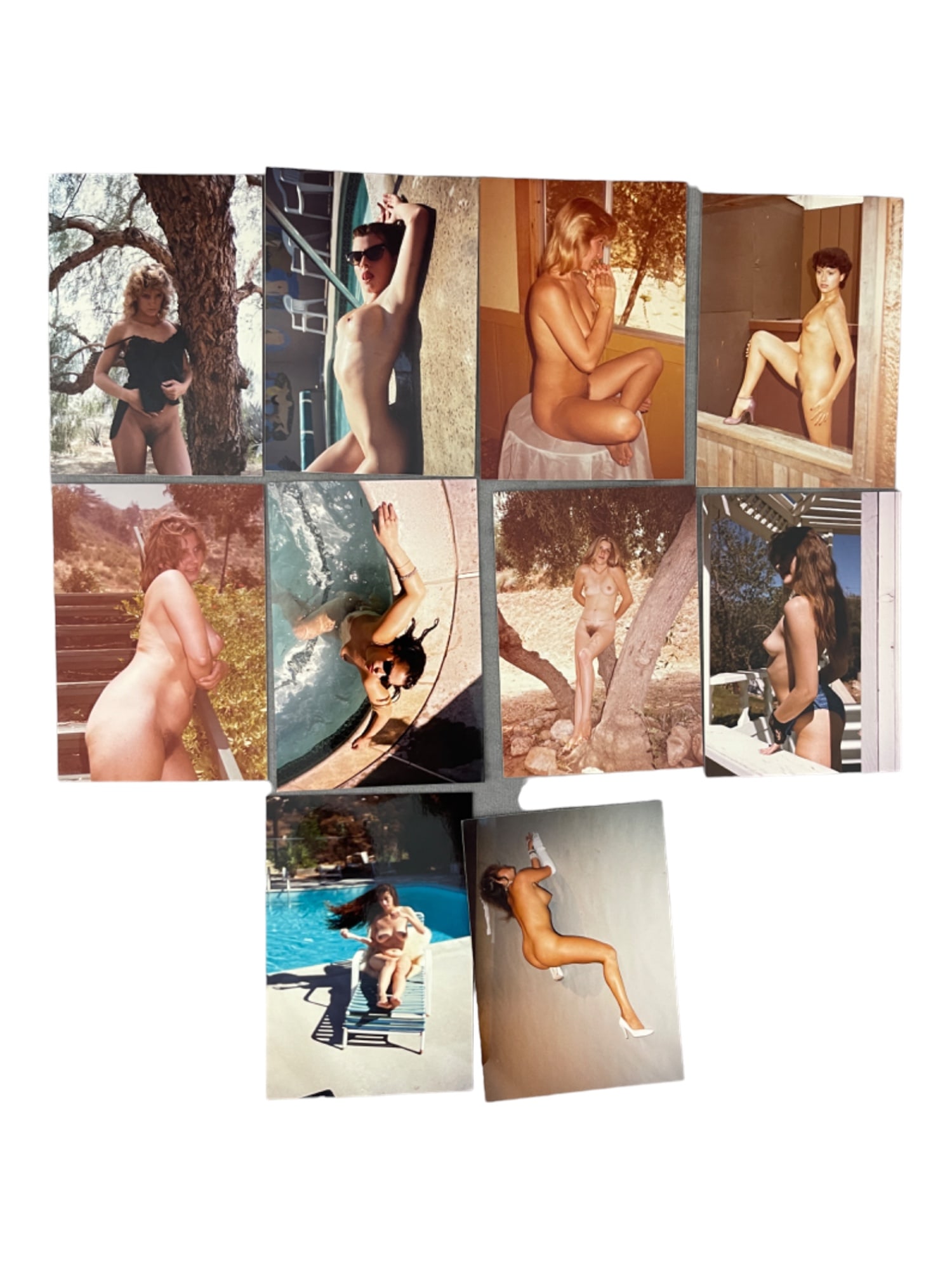Vintage Pin-Up Nude Female Model Erotic Risque Photograph Collection Lot: Vintage Pin-Up Nude Female Model Photograph Collection Lot of 10. Approximate size of each photo is 5" x 3.5", we believe these photos are from a nudist colony. Some of the images might have been publ