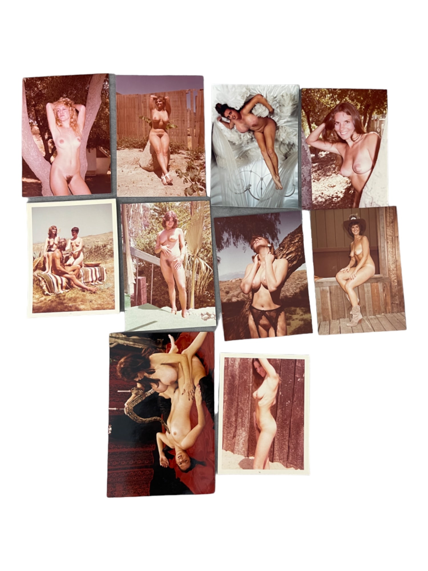 Vintage Pin-Up Nude Female Model Erotic Risque Photograph Collection Lot: Vintage Pin-Up Nude Female Model Photograph Collection Lot of 10. Approximate size of each photo is 5" x 3.5", we believe these photos are from a nudist colony. Some of the images might have been publ