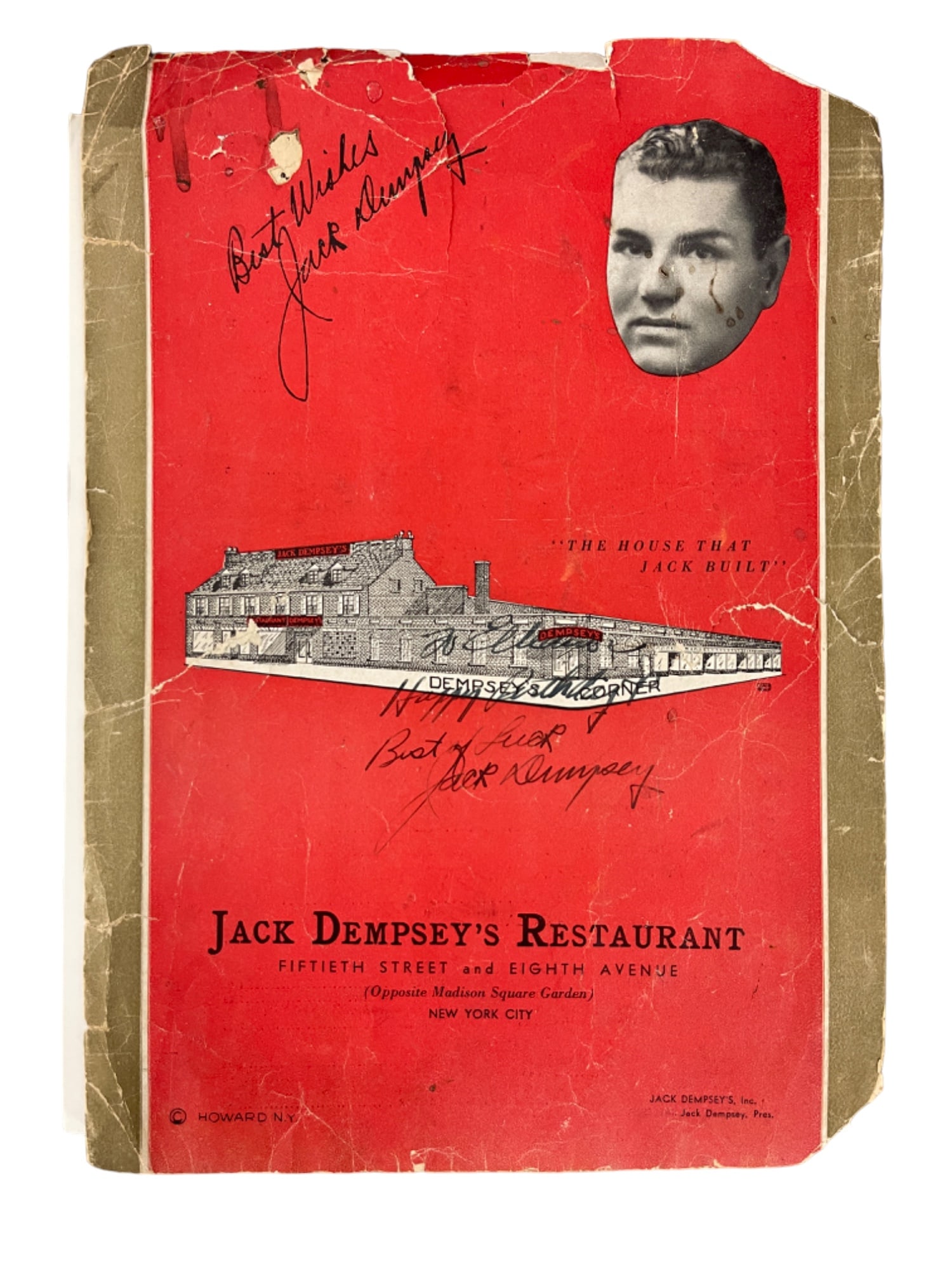 Jack Dempsey Boxer Boxing Signed Autograph Restaurant Menu (Cinderella Man) (1 of 8)