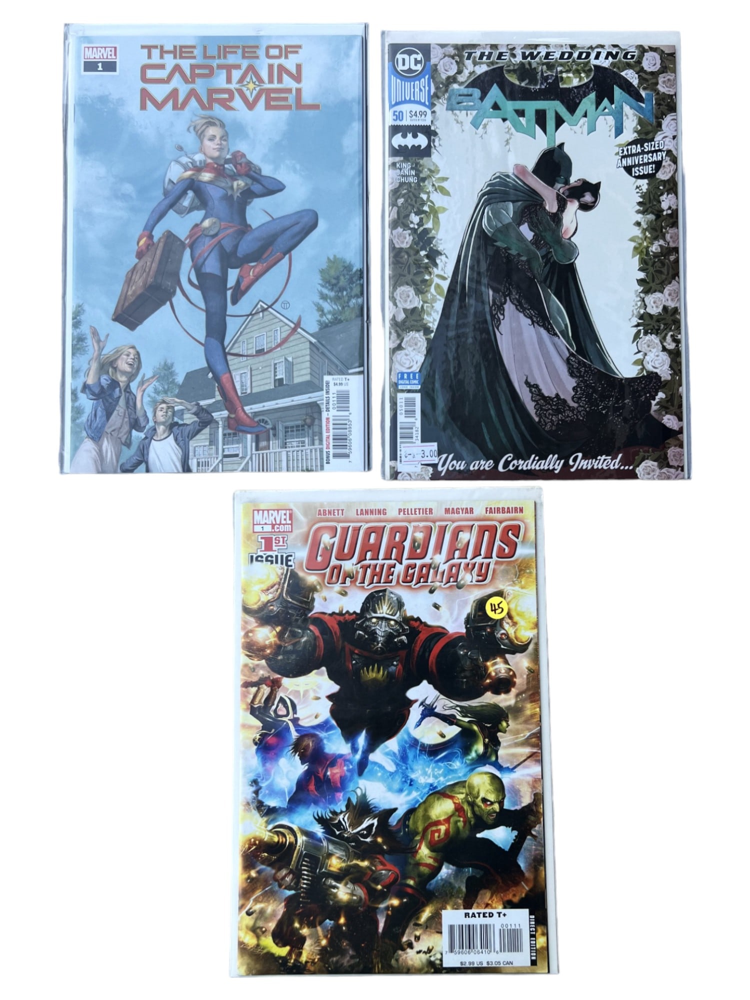 COMIC BOOK BATMAN #50, CAPTAIN MARVEL 1, GUARDIANS OF THE GALAXY 1, MINT (1 of 8)