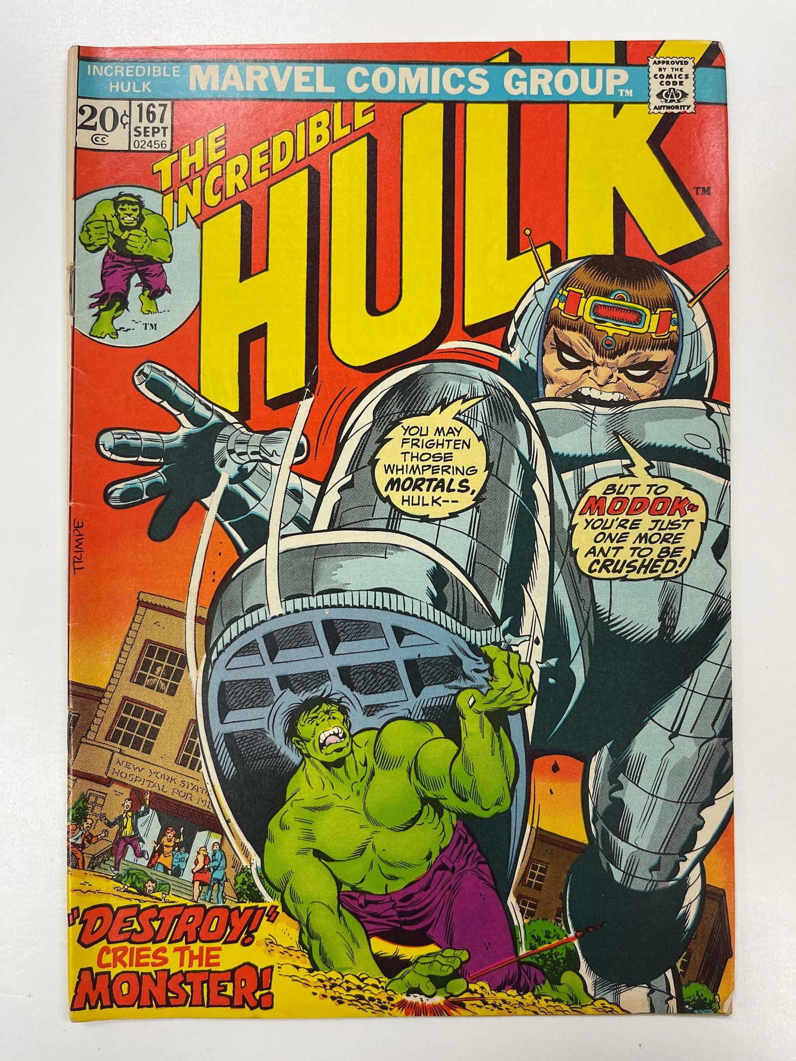 INCREDIBLE HULK #167 SEPTEMBER 1973 MODOK "DESTROY! CRIES THE MONSTER" (1 of 3)