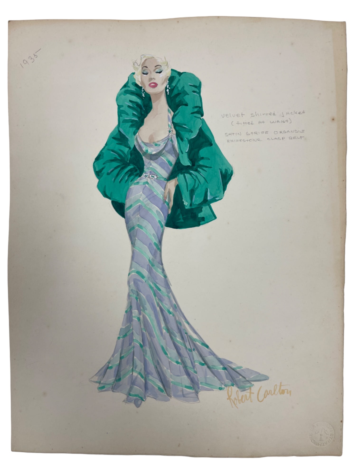 Vintage Sketch Art Costume Design Drawing Production By Bob Robert Carlton Size 11"x14": Vintage Sketch Art Costume Design Drawing Production By Bob Robert Carlton Size 11"x14"