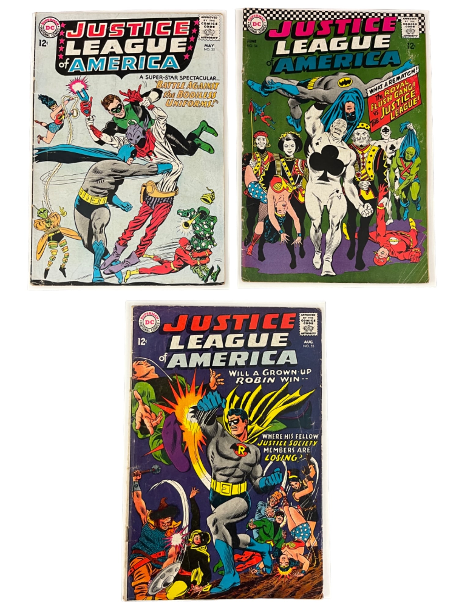 Vintage Justice League of America #35, #54. #55 DC Marvel Comic Book Collection Lot of 3 (1 of 7)