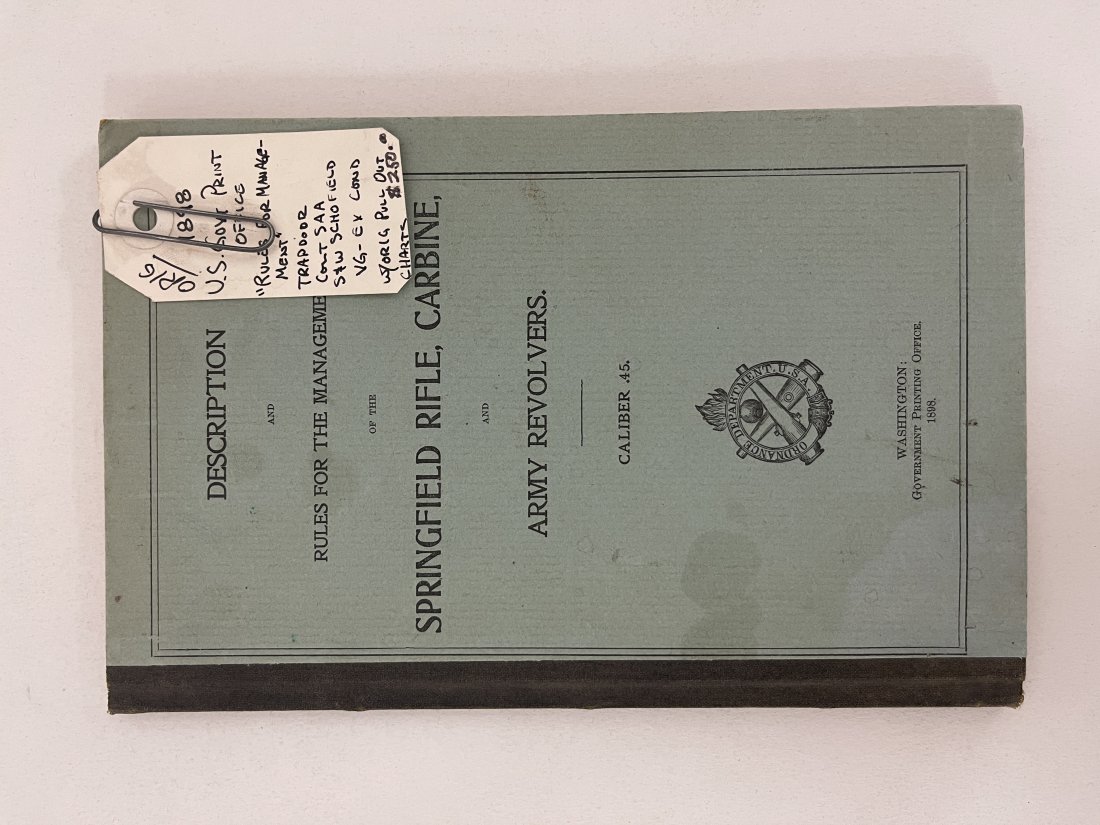 Original 1898 "Rules for the Management of the Springfield Rifle, Carbine, and Army Revolvers": Vintage Original 1898 U.S. Govt Print Office "Rules for the Management of the Springfield Rifle, Carbine, and Army Revolvers"