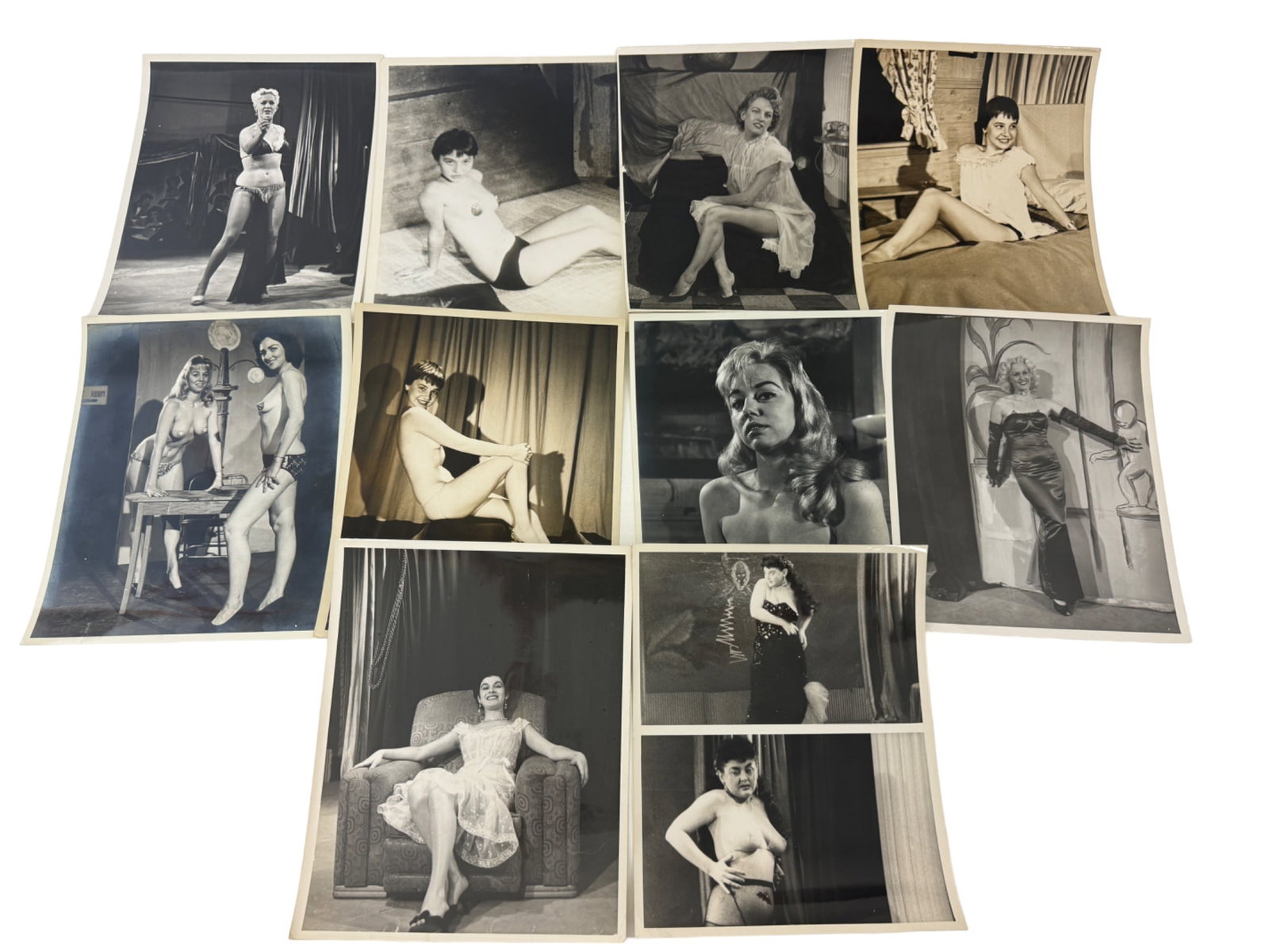 Vintage 1950's Original Burlesque Nude Pin up Model Risque Photo 8x10 Black & White Photographs: Vintage 1950's Original Burlesque Nude Pin up Model Risque lot 10 Photo 8x10 Black & White Photographs