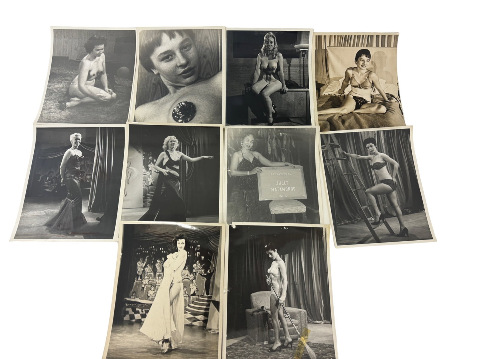 Vintage 1950's Original Burlesque Nude Pin up Model Risque Photo 8x10 Black & White Photographs: Vintage 1950's Original Burlesque Nude Pin up Model Risque lot 10 Photo 8x10 Black & White Photographs