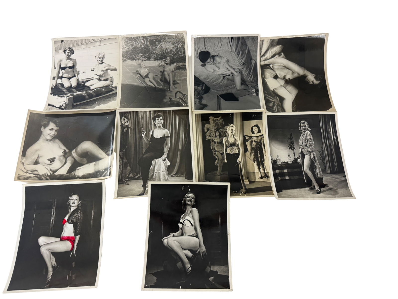 Vintage 1950's Original Burlesque Nude Pin up Model Risque Photo 8x10 Black & White Photographs: Vintage 1950's Original Burlesque Nude Pin up Model Risque lot 10 Photo 8x10 Black & White Photographs