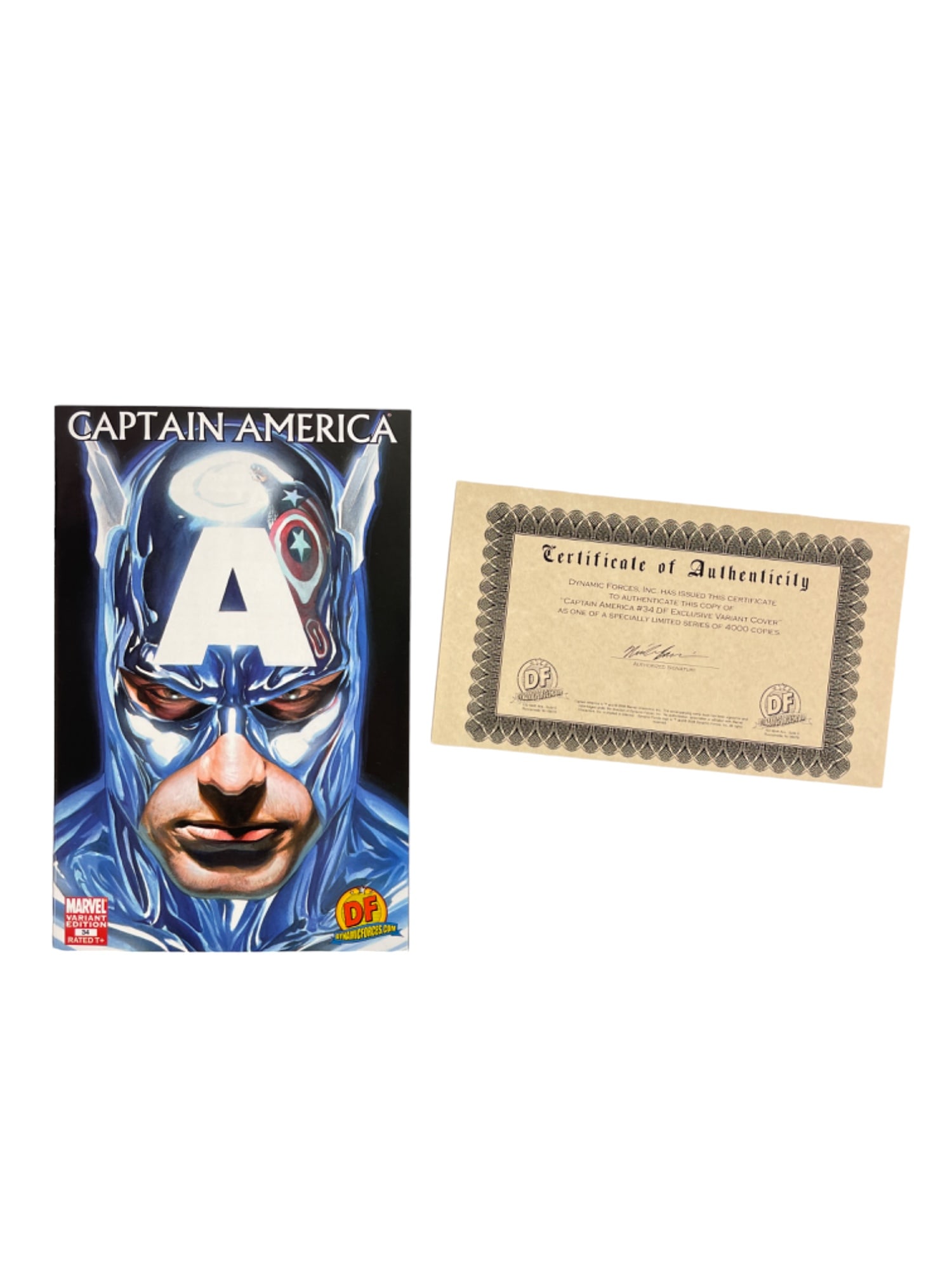 Captain America #34 Variant Edition Cover Marvel Comic Book w/ COA (1 of 4)